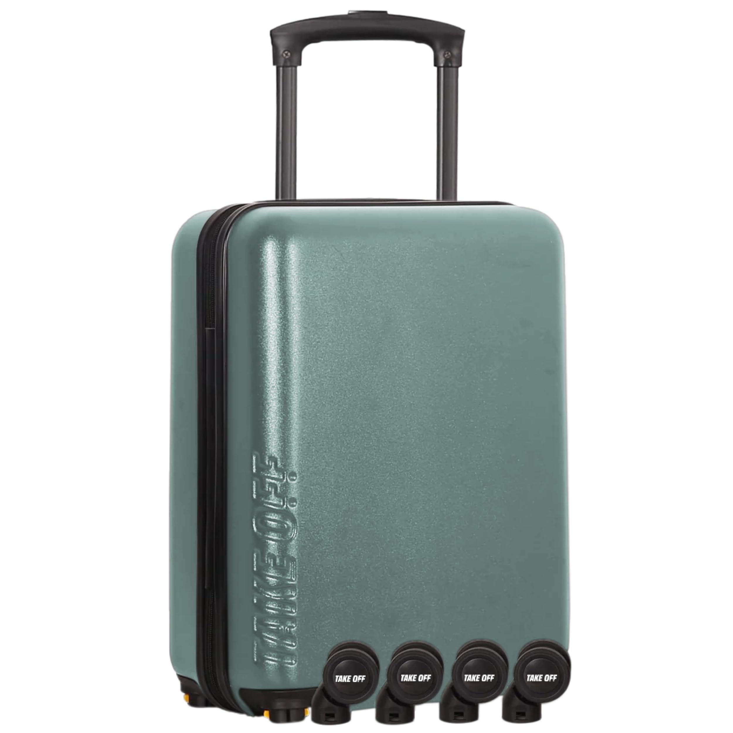 TAKE OFF Luggage 3.0 - 18x14x8 Inch Underseat Carry-On Suitcase with Removable Wheels | TSA Approved Hard Shell Personal Item | Perfect for Overnight Travel, Business Trips & Weekend Getaways | Green