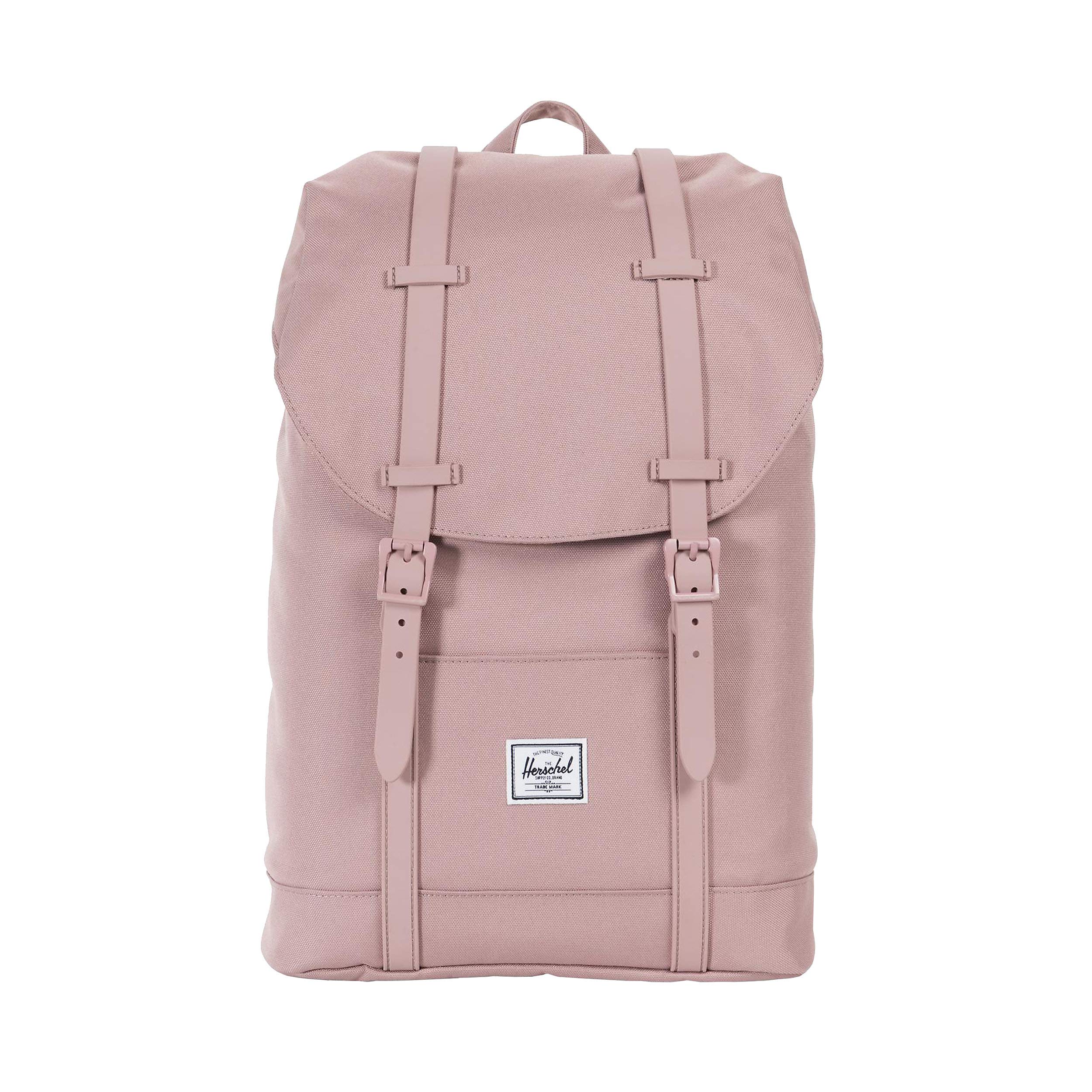 Herschel Retreat Backpack - 14.0L Mid-Volume Laptop Backpack for Women & Men, Lightweight Travel Daypack, Water-Resistant Ash Rose/Ash Rose Rubber - Perfect for School, Work, Commuting & Outdoor Adventures