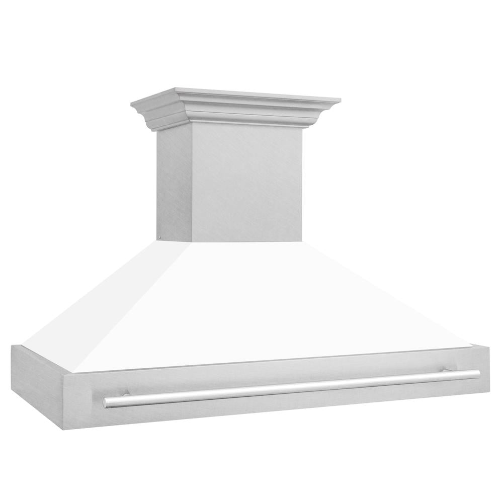 ZLINE 48-Inch Stainless Steel Wall Mount Range Hood with Satin Finish & Stainless Steel Handle (8654SNX 48) - Powerful Kitchen Ventilation for Gas Stoves & Cooking Areas