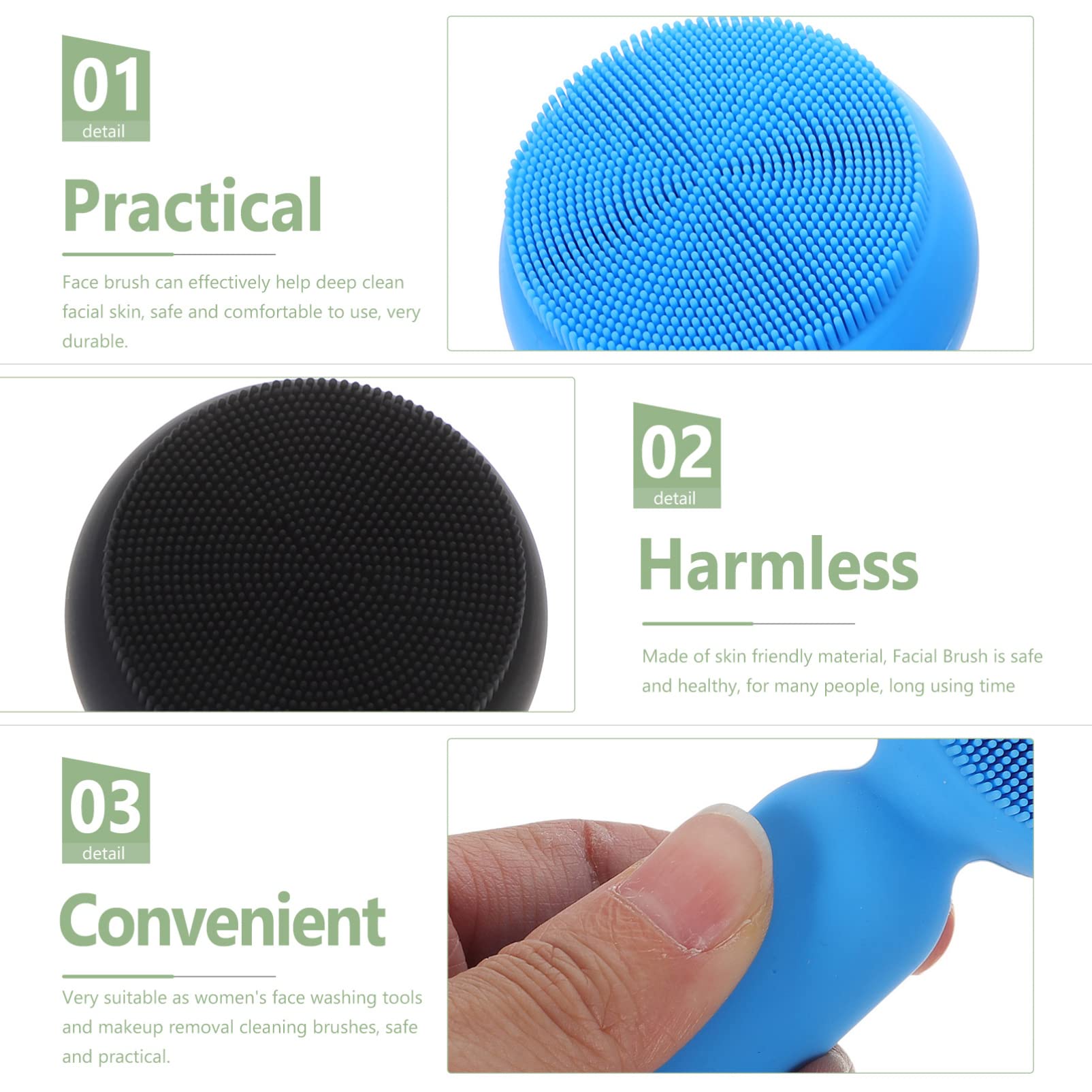 FRCOLOR 2-Pack Silicone Facial Cleansing Brush - Gentle Exfoliator & Scrubber for Deep Cleaning, Blackhead Removal & Skin Rejuvenation - Soft Manual Face Wash Brush for Women - Perfect for Daily Skincare Routine & Spa-Like Facial Massage at Home