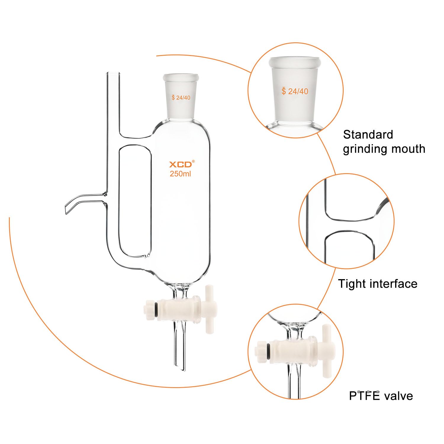 250ml XCD Water Oil Separator with 24/40 Joint - Laboratory Glassware for Distillation & Extraction | Ideal for Chemistry Labs, Essential Oil Production & Research Experiments