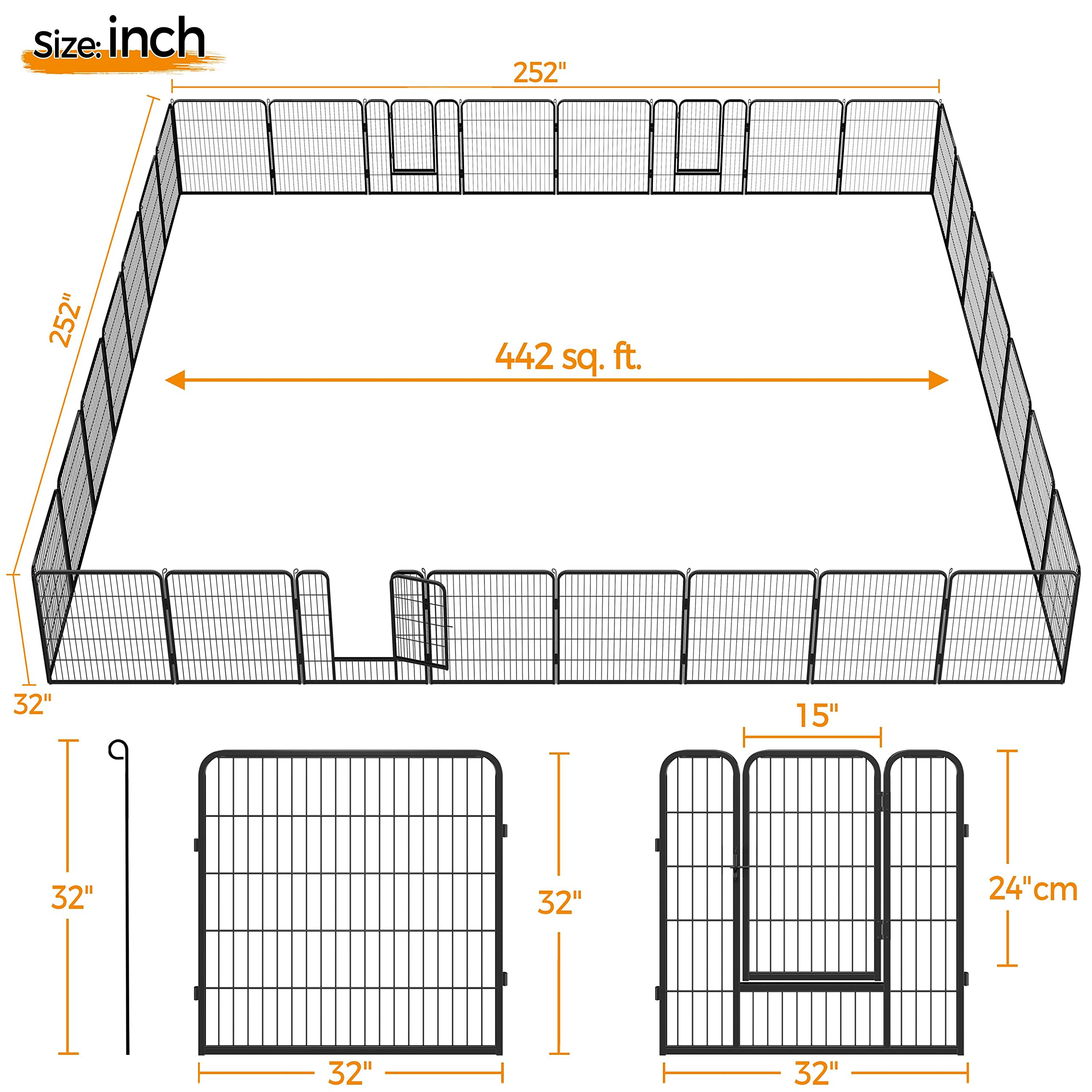 Yaheetech 32-Panel Foldable Dog Playpen - 32