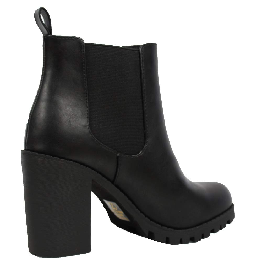 Soda Women's Chelsea Pull On Ankle Boots with Block Heel & Tab - Stylish & Comfortable for Casual Outings, Work & Fall Fashion