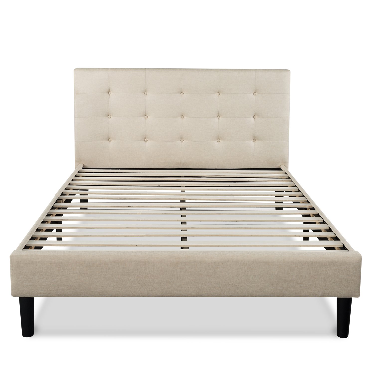ZINUS Ibidun Full Size Upholstered Platform Bed Frame with Wood Slat Support - No Box Spring Needed - Easy Assembly - Beige - Perfect for Modern Bedrooms, Guest Rooms & Small Spaces