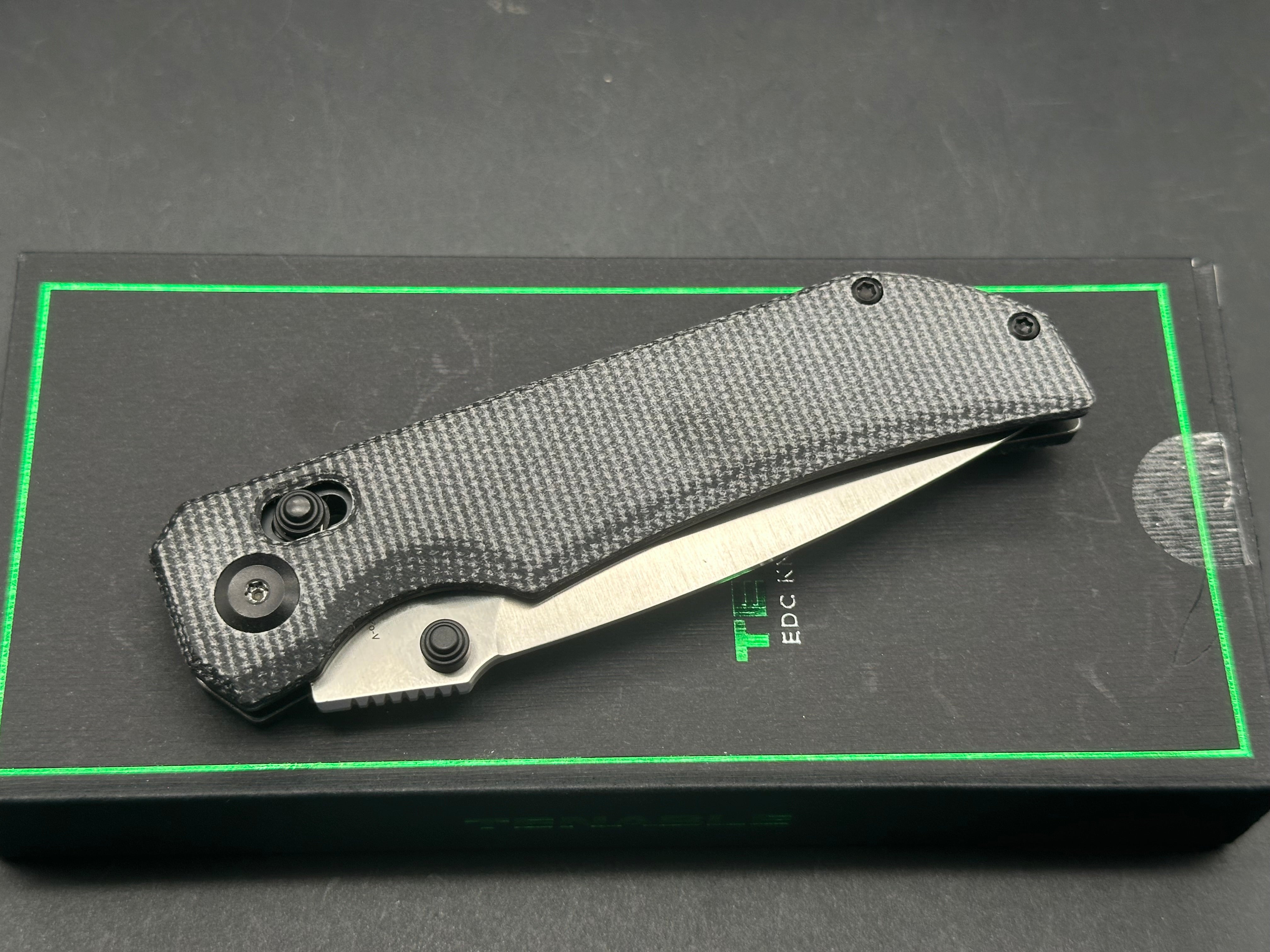 TENABLE EAGLESTRIKE Folding Knife - Black Micarta Handle, NITRO-V Steel Blade, Plain Edge Satin Finish - Outdoor, Camping & EDC Knife