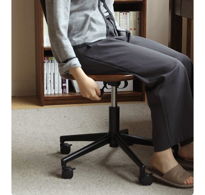 Modern Oak Solid Wood Lift & Swivel Office Chair - Ergonomic Rotatable Computer Desk Chair for Home & Office Workspace