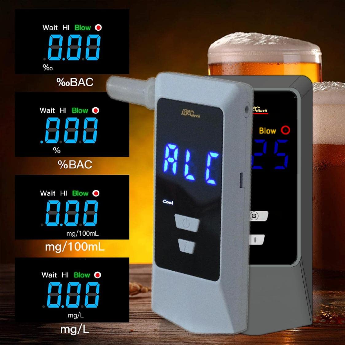 Professional Breathalyzer with Auto Flow Detection & Self-Cleaning - 10 Test Memory, LED Backlit Display for Night Use - Perfect for Personal Alcohol Testing, Workplace Safety & Law Enforcement Scenarios