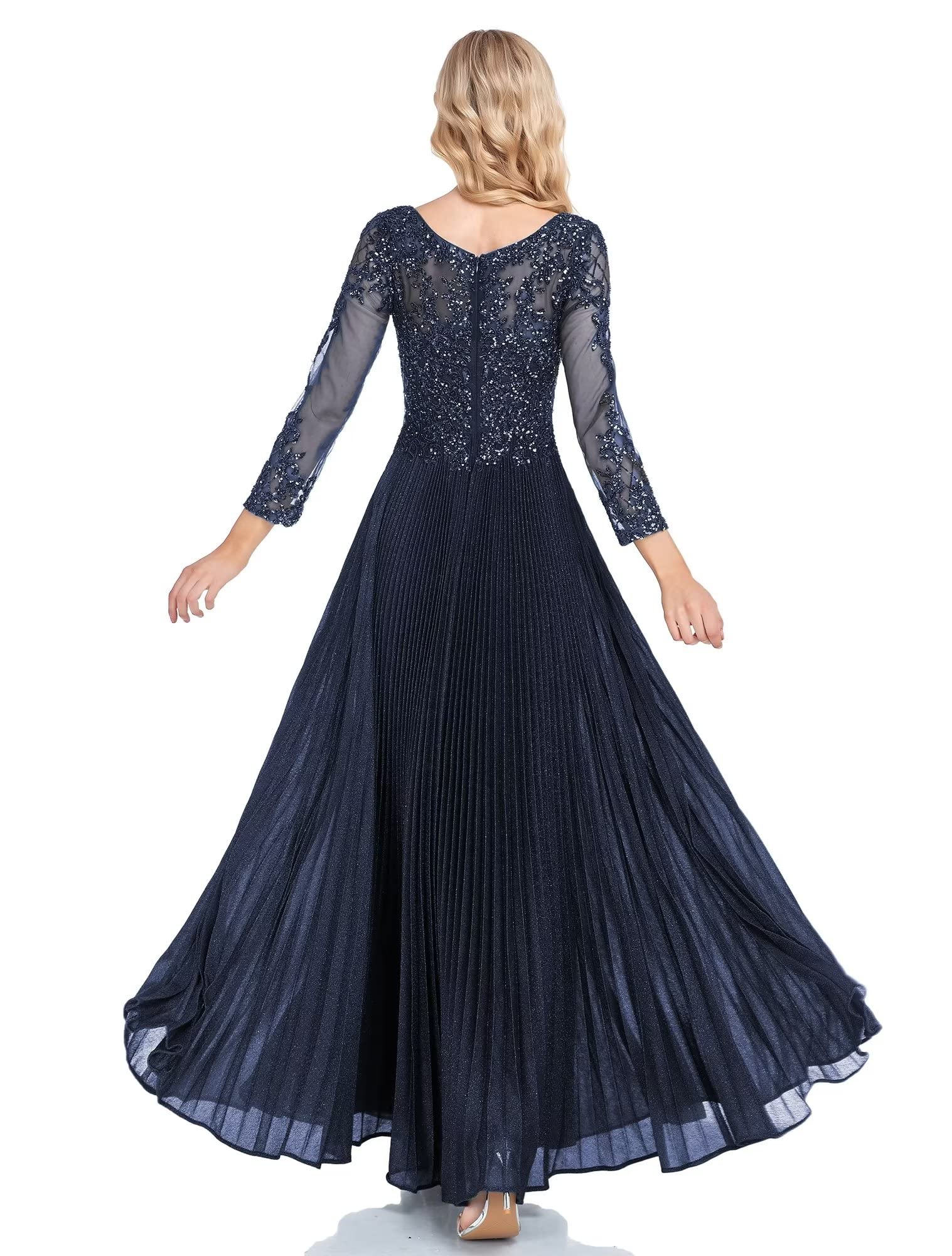 Elegant Royal Blue Lace Appliques Mother of The Bride Dress with Sequin Sleeves - Formal Evening Gown Size 8 for Weddings, Parties & Special Occasions