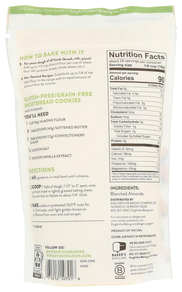 King Arthur Almond Flour - Gluten Free, Wheat Free, 16 oz (Pack of 4) | Perfect for Baking, Keto & Paleo Diets, Healthy Recipes