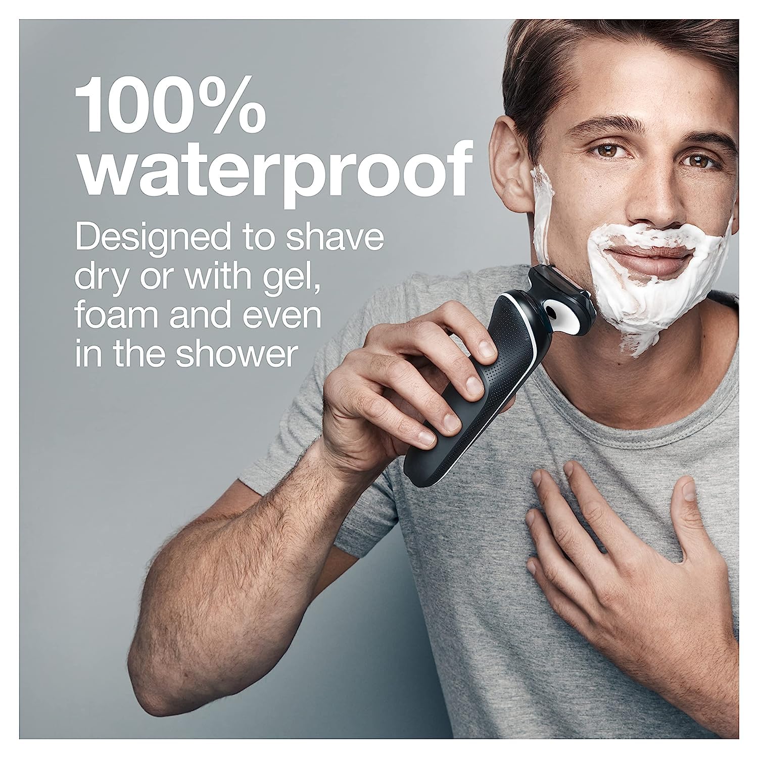 Braun Series 5 5050cs Electric Razor for Men - Waterproof Foil Shaver with Beard Trimmer & Body Groomer - Wet & Dry Rechargeable Shaver with Charging Stand (Blue) - Perfect for Travel, Gym & Daily Grooming Routine