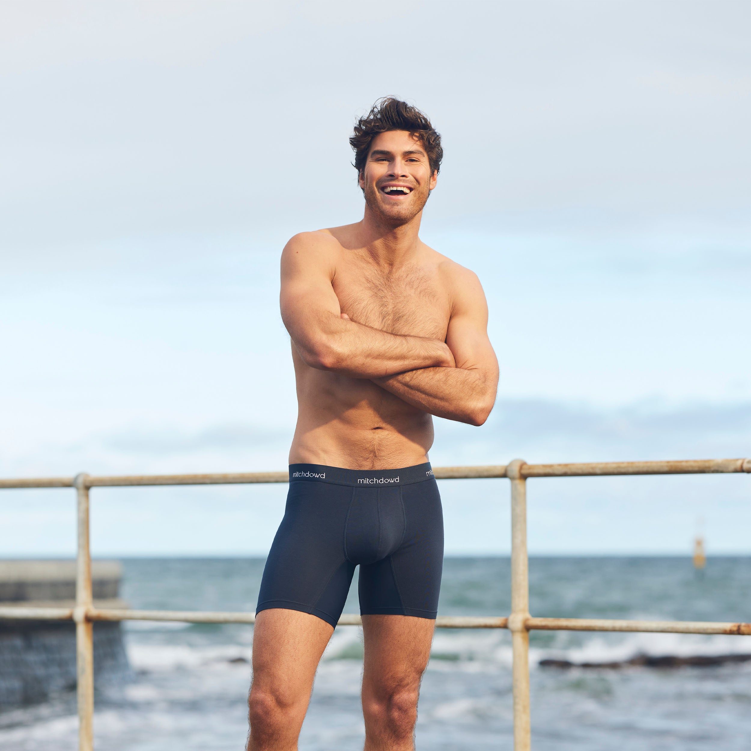 Men's Stretch Cotton Comfort Long Leg Trunks 3-Pack - Navy Blue | Soft Breathable Underwear for Everyday Wear, Workout & Lounge