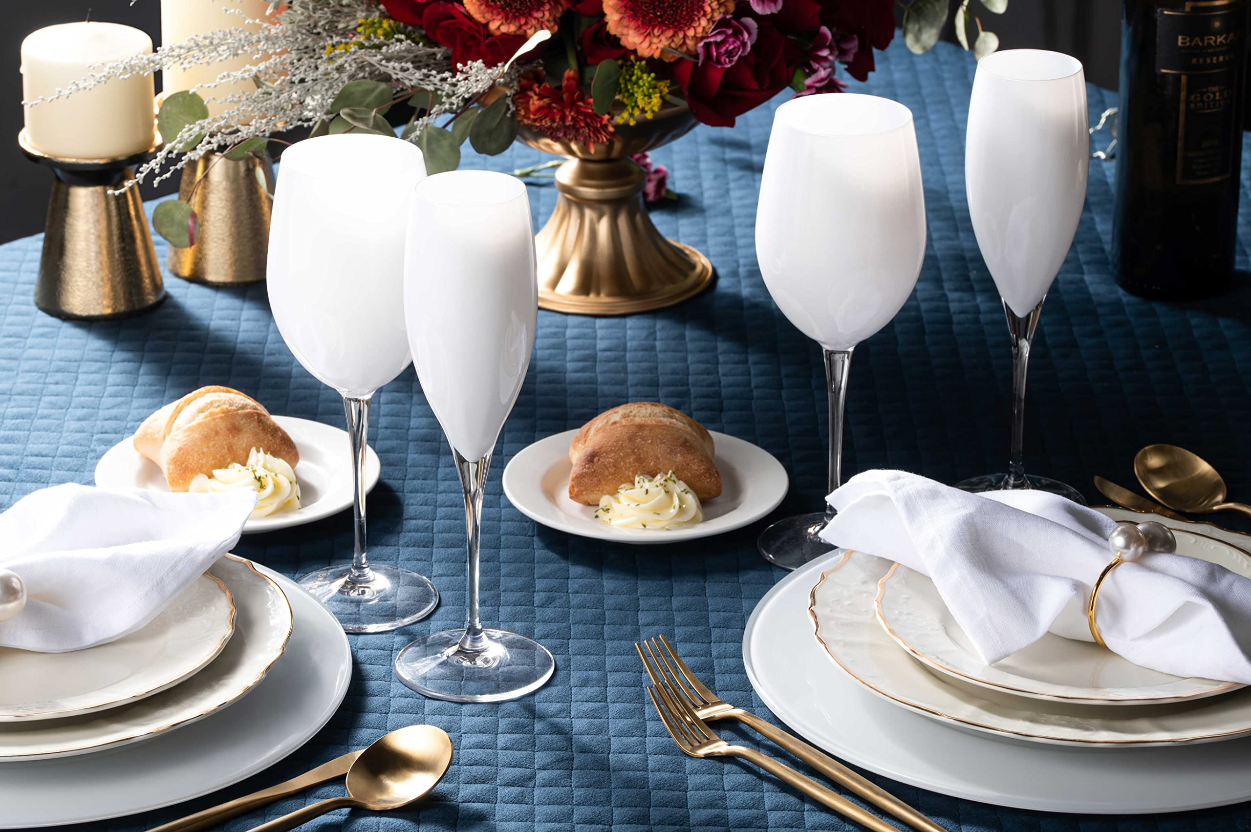 Premium Barski Goblet Set of 6 - 18oz European Crystal Stemware for Red Wine, Water & Cocktails - Elegant Opal White Wine Glasses for Dinner Parties, Weddings & Home Entertaining