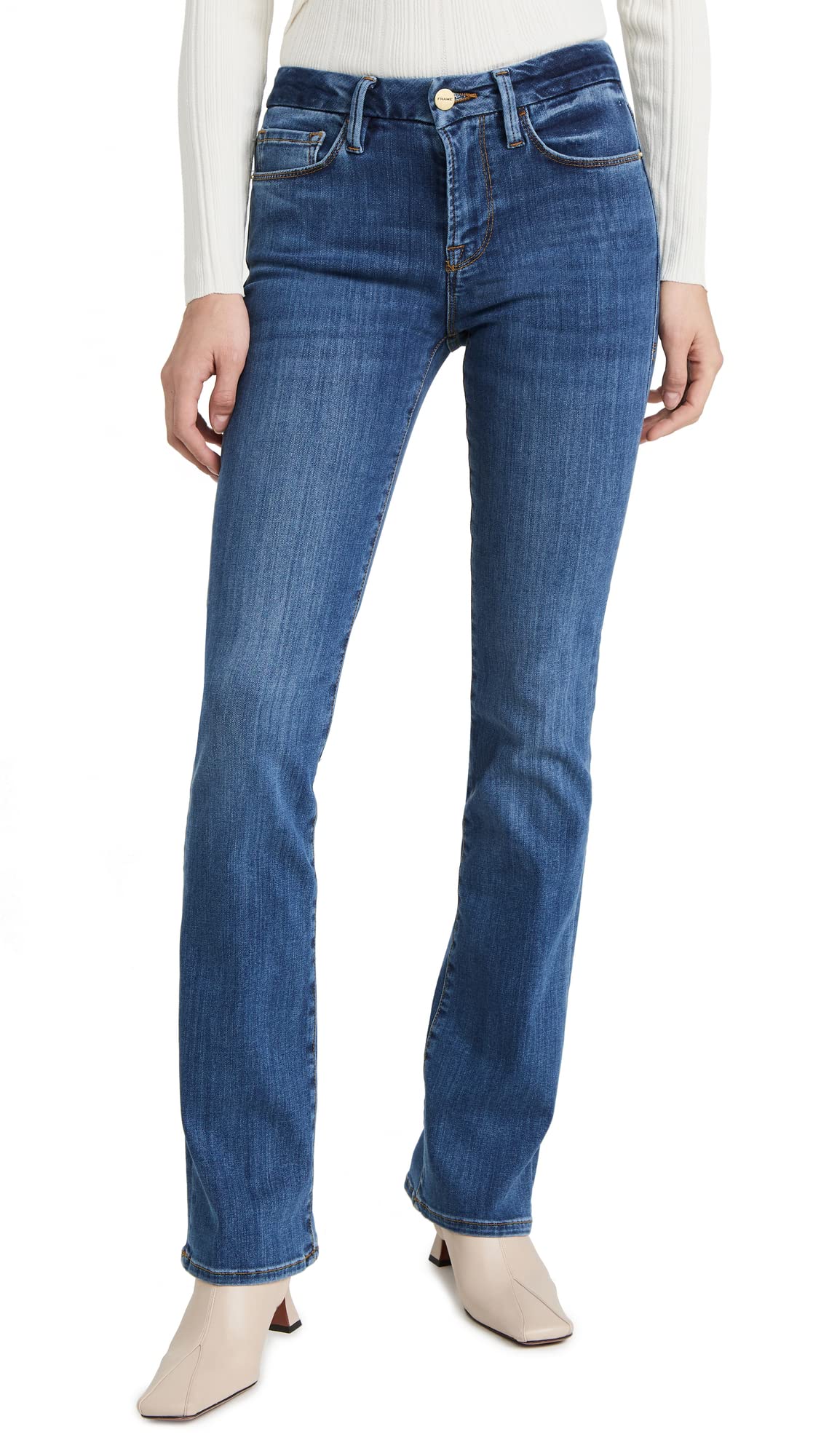 FRAME Women's Boot Cut Jeans - High Waist Stretch Denim Pants for Casual Wear & Night Out | Perfect for Work, Date Night and Everyday Style