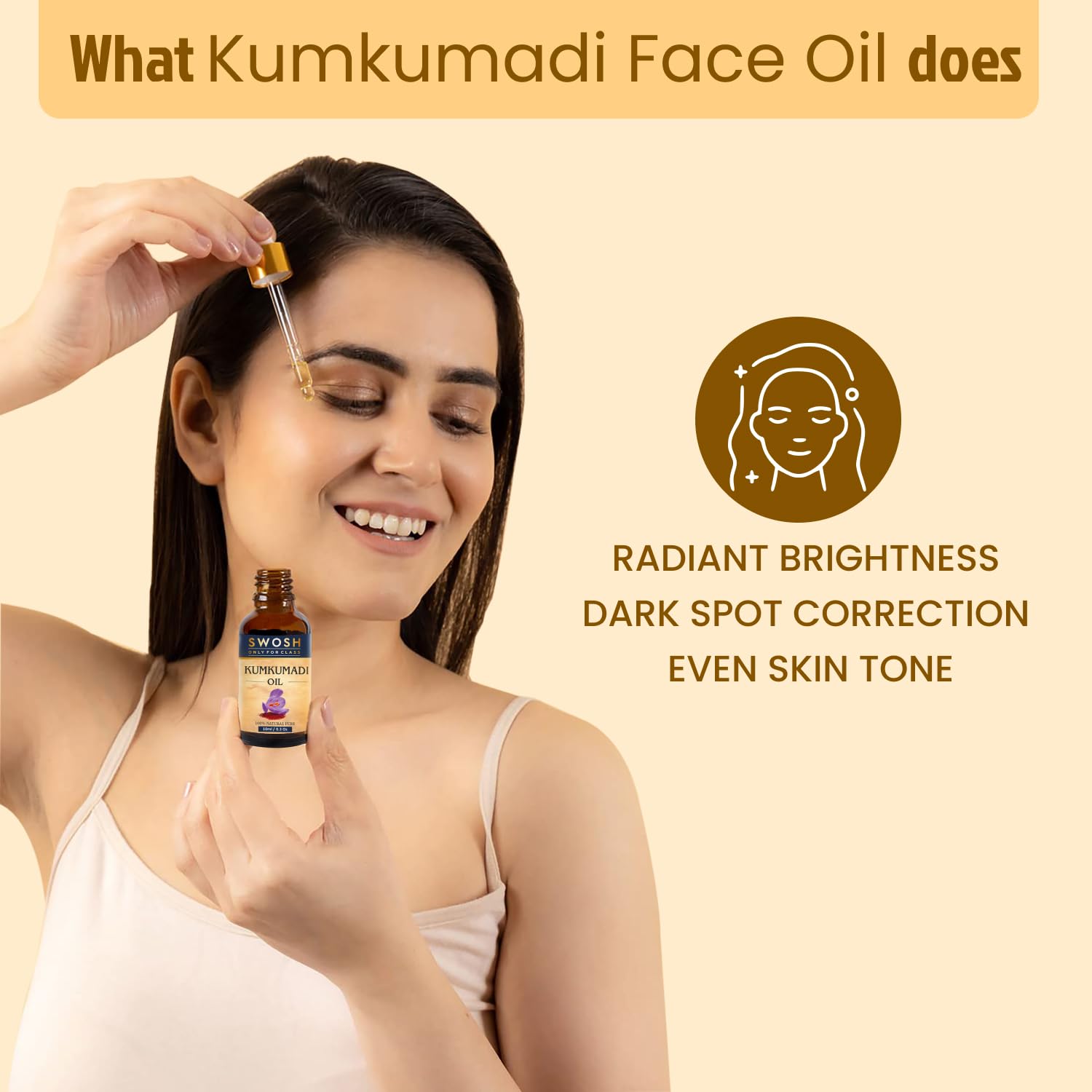 SWOSH Ayurveda Kumkumadi Tailam - 100% Vegan Saffron Face Oil for Glowing Skin (10ml) | Chemical-Free Skin Repair & Revitalization | Perfect for Nighttime Skincare & Anti-Aging Routine