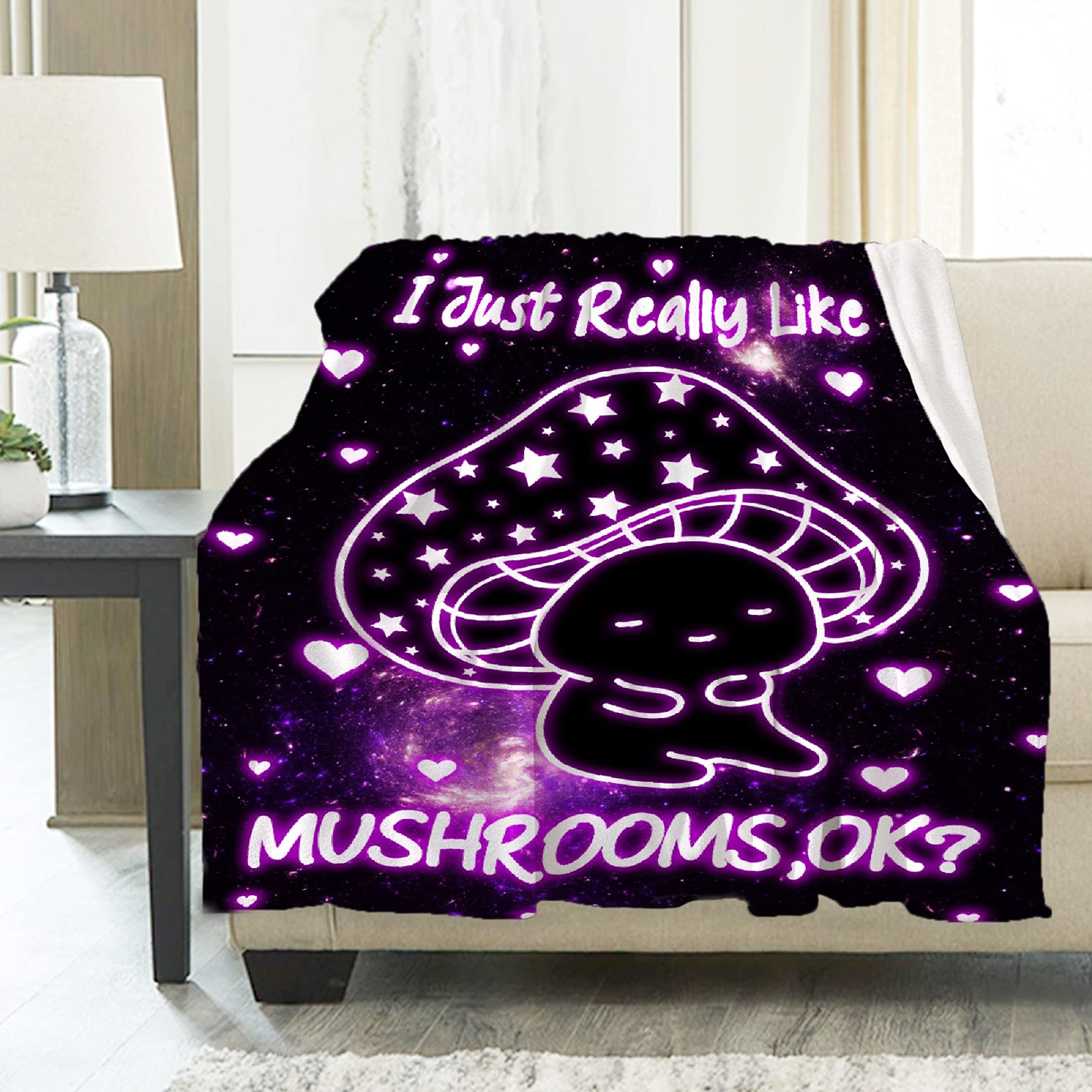 Galaxy Mushroom Blanket - Ultra Soft Flannel Fleece Throw Blanket for Girls, Boys & Family Gifts (120