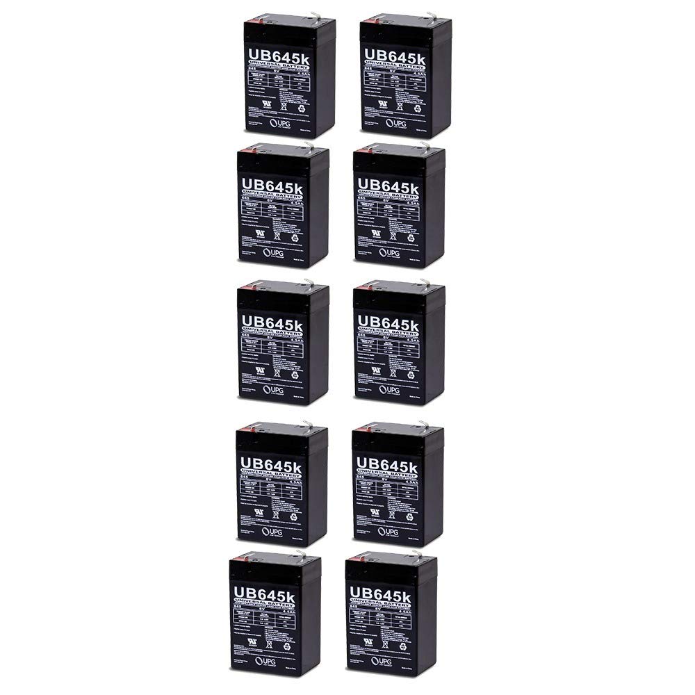 Universal Power Group 6V 4.5AH Sealed Lead Acid (SLA) Rechargeable Battery - 10 Pack for PS640 Alarm Systems, Emergency Lights & Backup Power Supplies