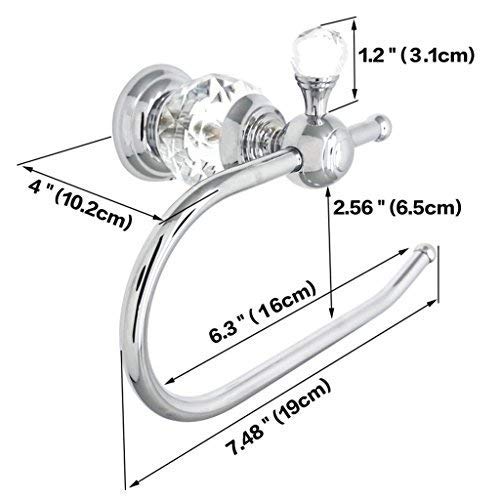 Polished Chrome Brass Toilet Paper Holder - Crystal Series Bathroom Tissue Roll Stand - Elegant & Durable for Modern Bathrooms, Powder Rooms & Guest Baths