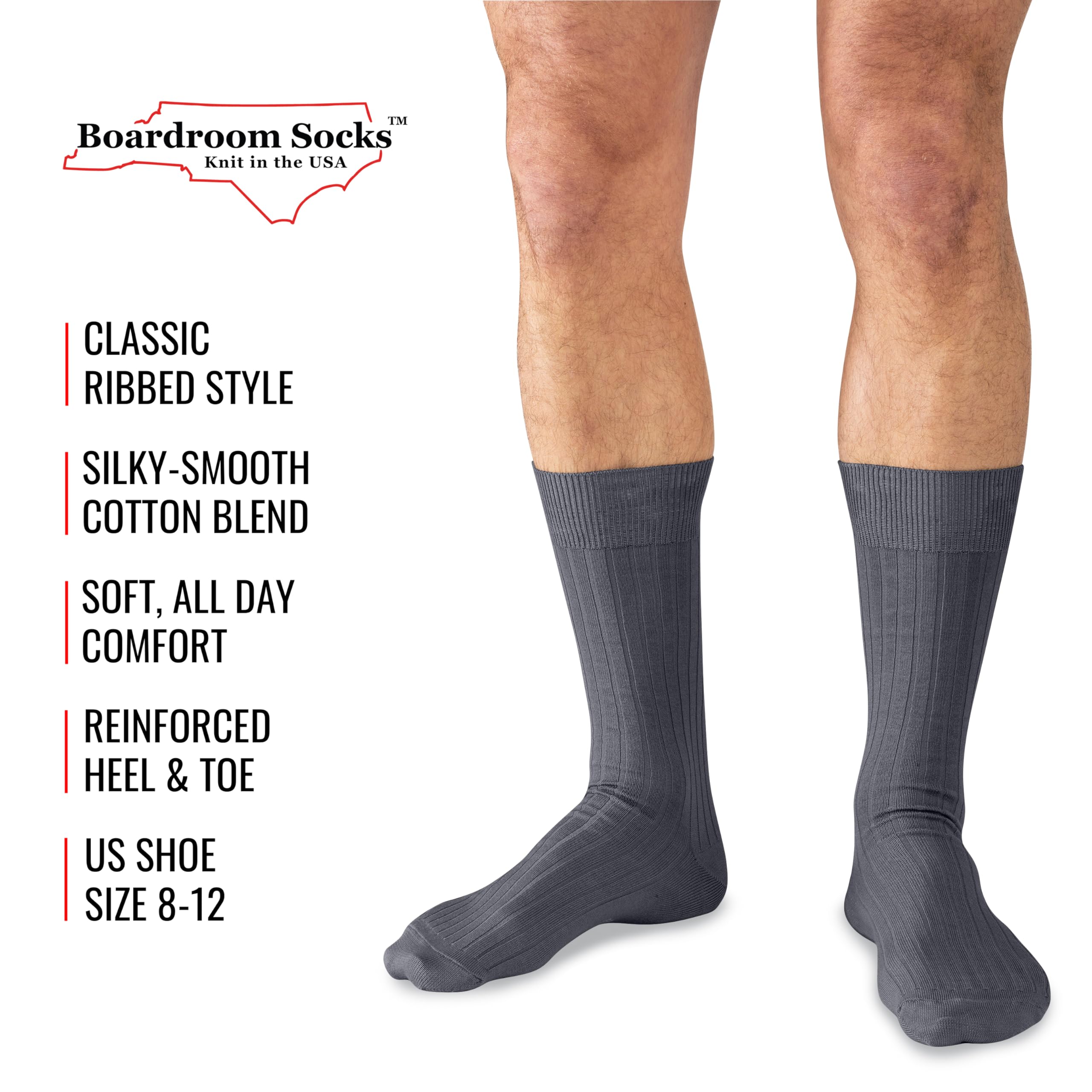 Premium Cotton Dress Socks for Men - Breathable & Comfortable Business Socks - Classic Mid-Calf Formal Socks by Boardroom Socks - Perfect for Office, Wedding & Professional Occasions