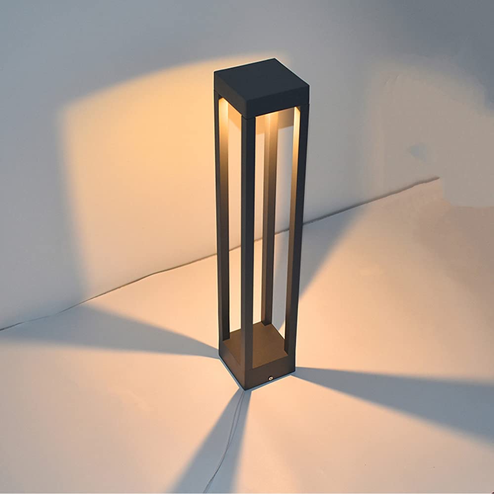 Traditional LED Outdoor Post Lantern - Matte Black Waterproof Square Pillar Light for Door, Balcony, Lawn & Landscape Lighting | Weather-Resistant Column Lamp for Patio, Garden, Pathway & Entryway