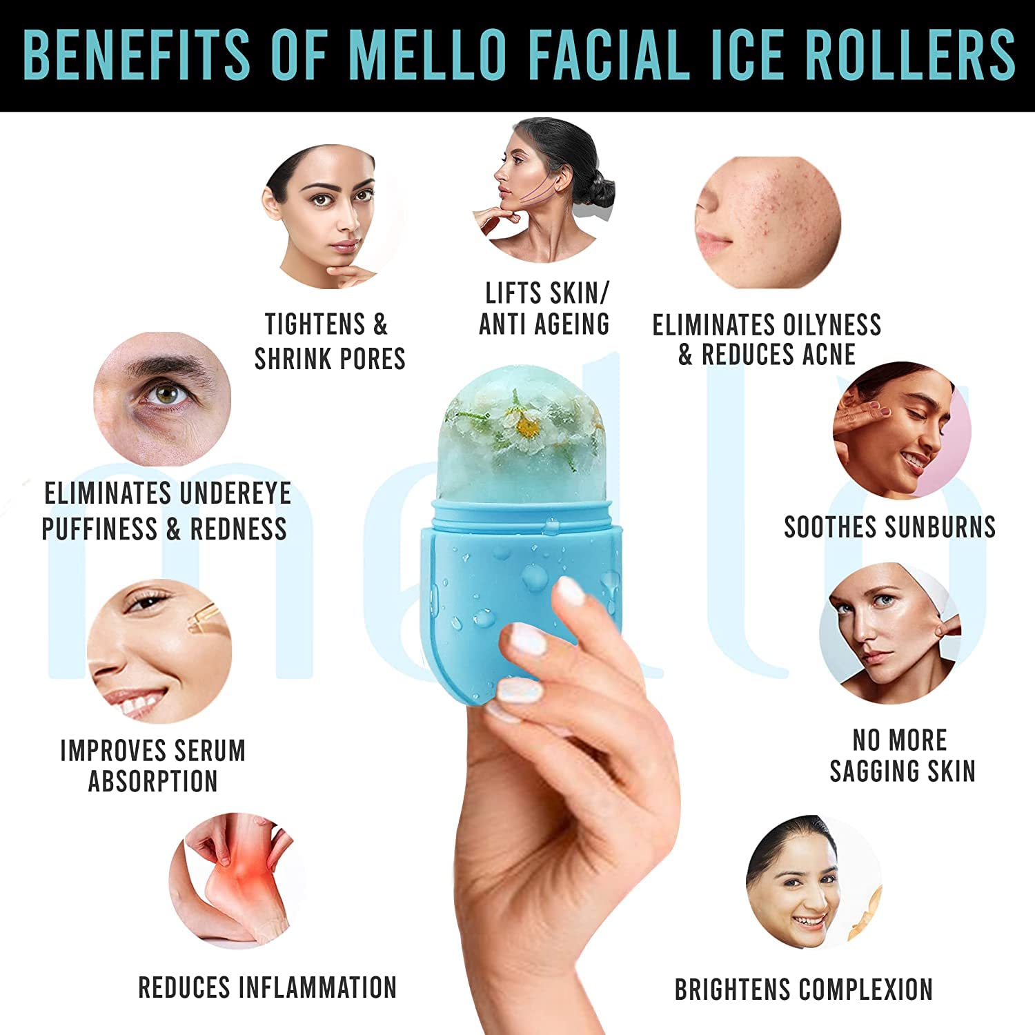 ARDAKI Ice Roller for Face & Neck - Cooling Face Massager to Reduce Wrinkles, Puffy Eyes, Acne & Tighten Pores | Skin Glow Enhancer | Perfect for Morning Routine, Post-Workout Recovery & Spa Relaxation