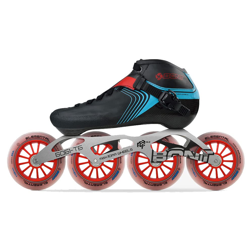 Bont GT4 Inline Speed Skating Racing Skates with 6061 Frame, Elemental Wheels & ABEC5 Bearings - Professional Competition & Training Skates for Indoor/Outdoor Track Racing