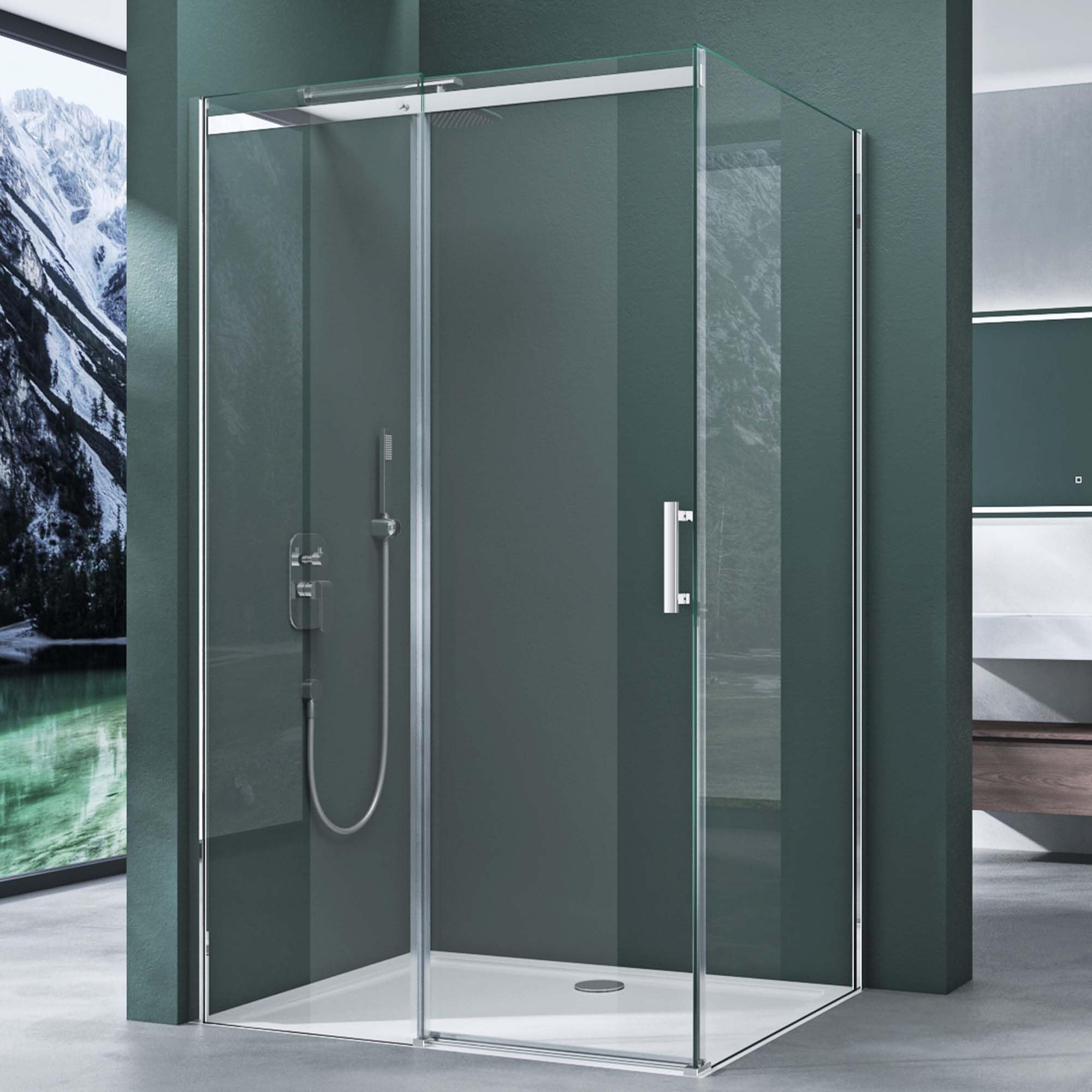 **Mai & Mai 80x100cm Transparent Crystal Shower Enclosure, 8mm Sliding Door Angular Shower Cabin for Bathroom - Left/Right Corner Entry - Perfect for Modern & Luxury Home Bathrooms**