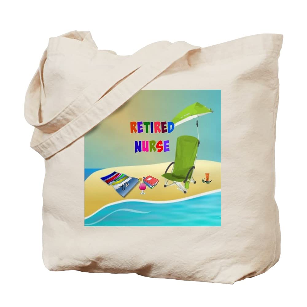 Retired Nurse Fun In The Sun Tote Bag - Natural Canvas Reusable Shopping Bag for Beach, Grocery & Work - Eco-Friendly Cotton Tote with Inspirational Quote