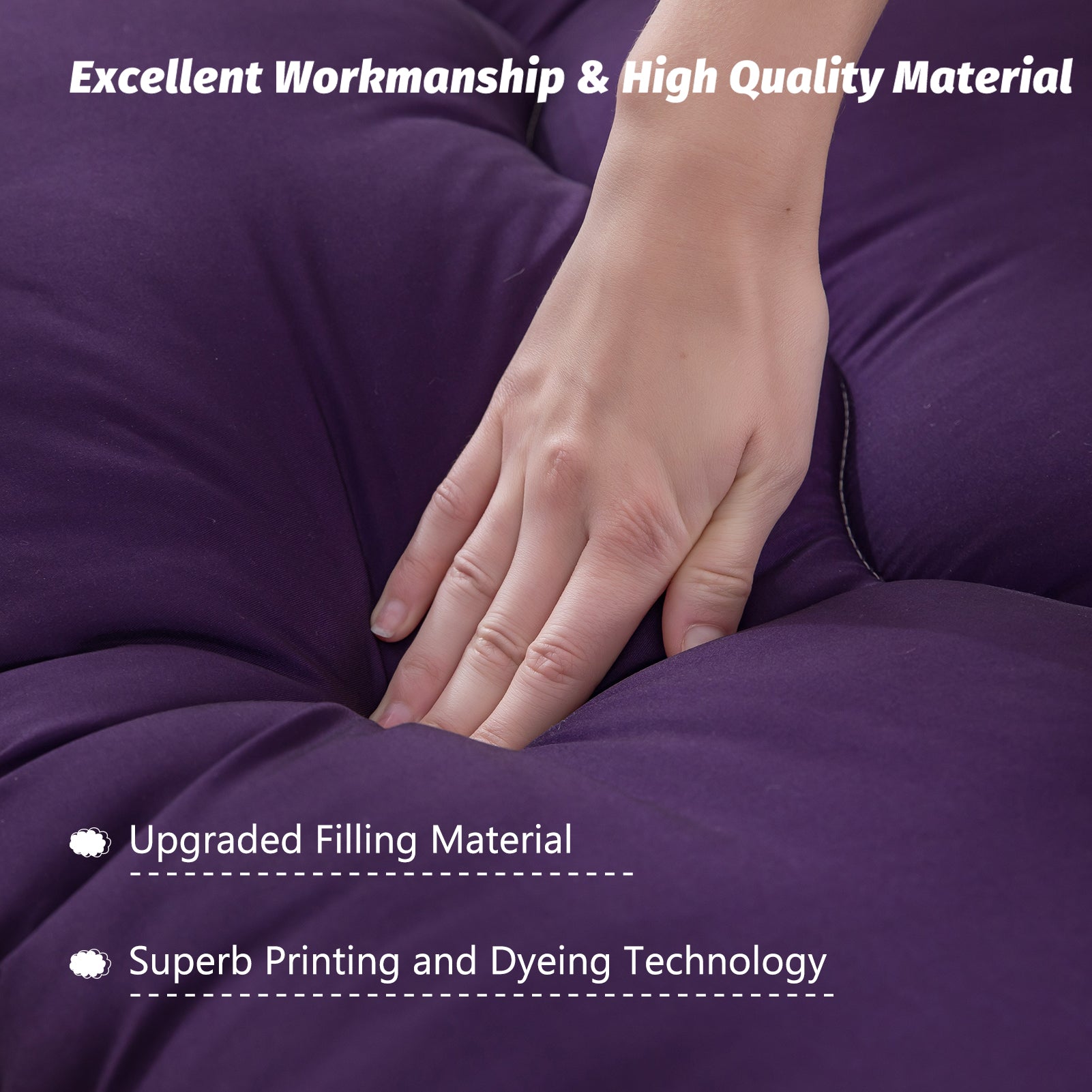MAXYOYO Japanese Floor Futon Mattress - Dark Purple for Bedroom, Guest Room & Small Space | Comfortable Floor Sleeping Solution for Apartments & Minimalist Living