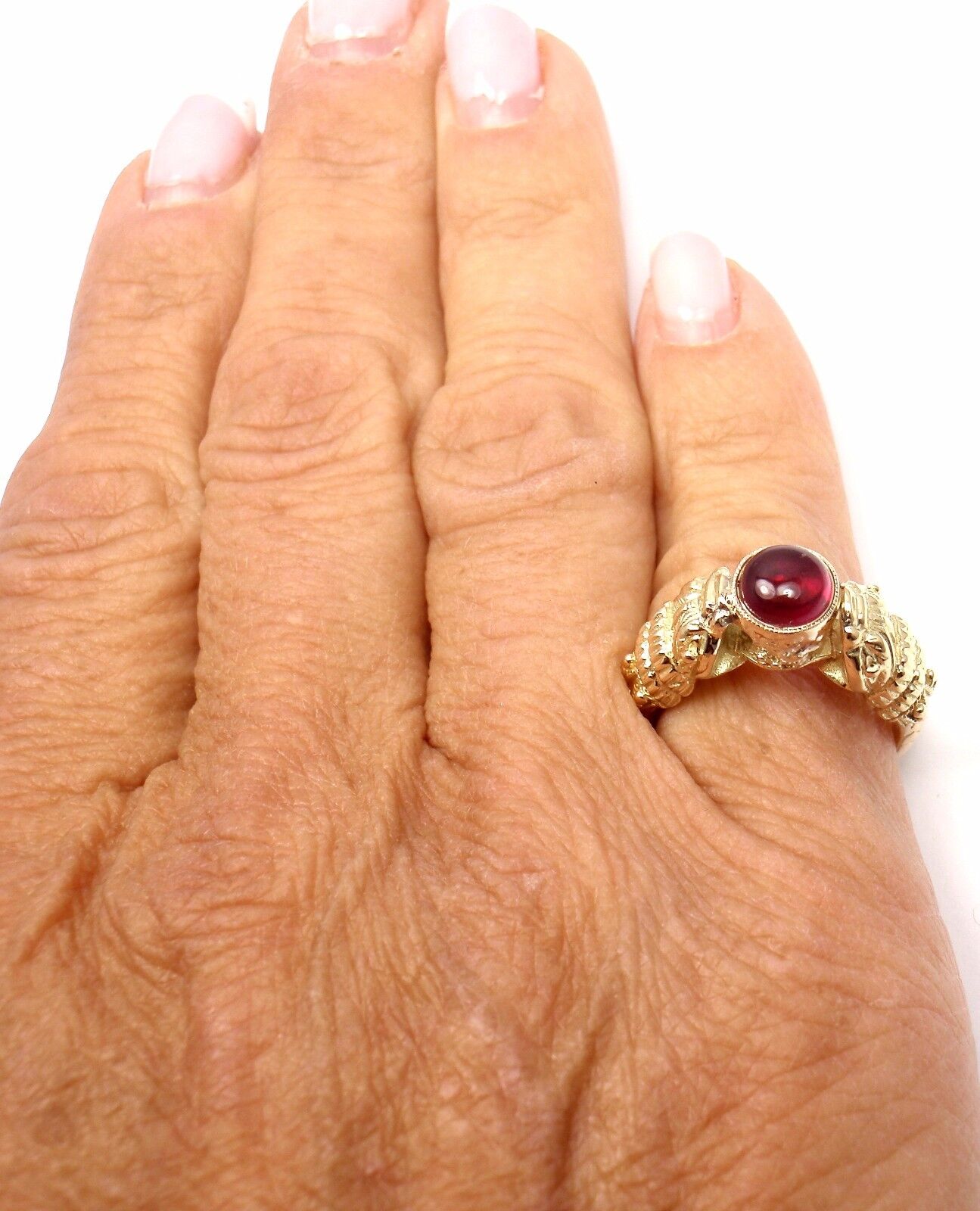 Authentic Zolotas Greece 18k Yellow Gold Pink Tourmaline Band Ring - Rare Vintage Jewelry for Women, Perfect for Weddings, Anniversaries & Special Occasions