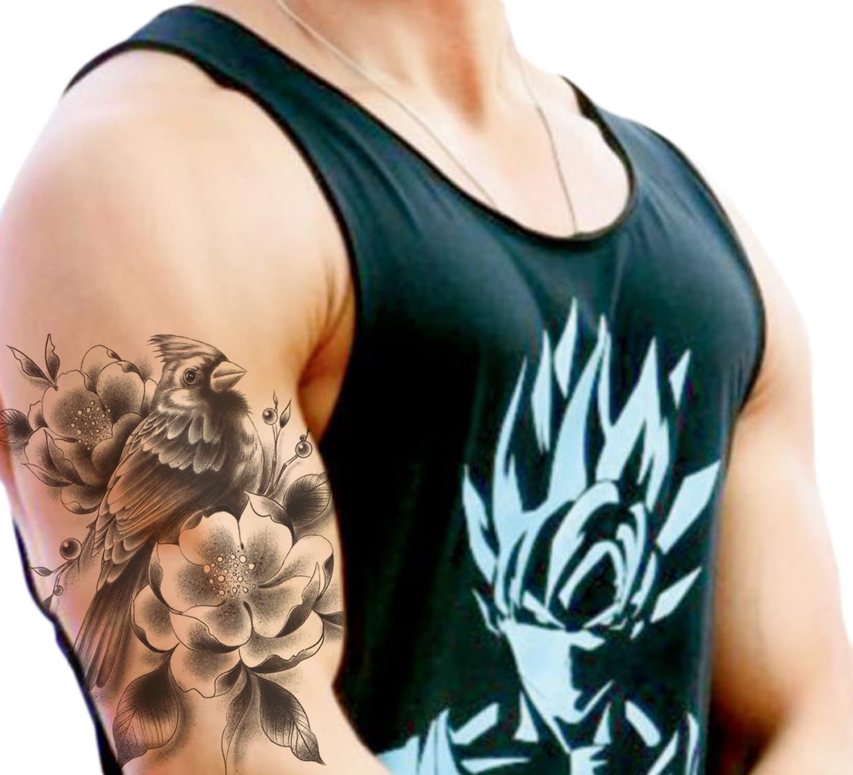 Waterproof Temporary Tattoo Stickers for Men & Women - 3D Realistic Flowers, Butterflies, Stars, Angels, Wolves & Armband Designs (21x15cm) | Perfect for Parties, Cosplay, Halloween & Body Art | HB-432X