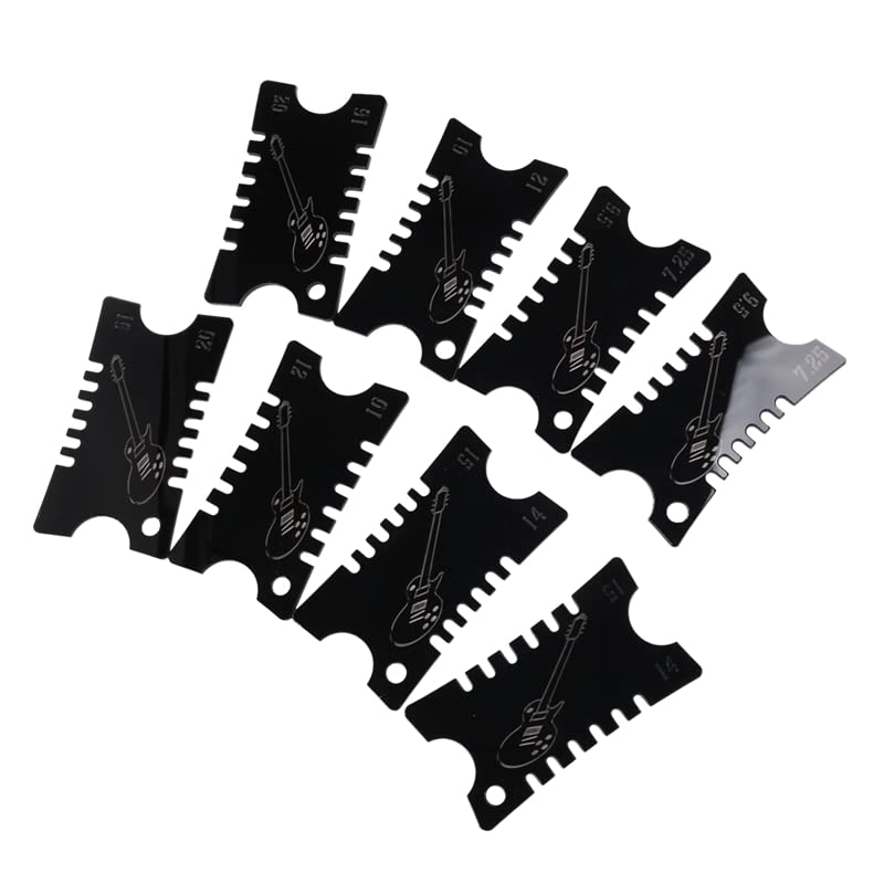 **Camsiom 8-Pack Acrylic Guitar Notched Radius Gauges - Fingerboard Ruler & Fretboard Measuring Tool for Acoustic & Electric Guitars - Perfect for Luthiers & Guitar Setup**    *(Use Case: Ideal for guitar repair, setup, and maintenance to ensure accurate fretboard radius measurements.)*