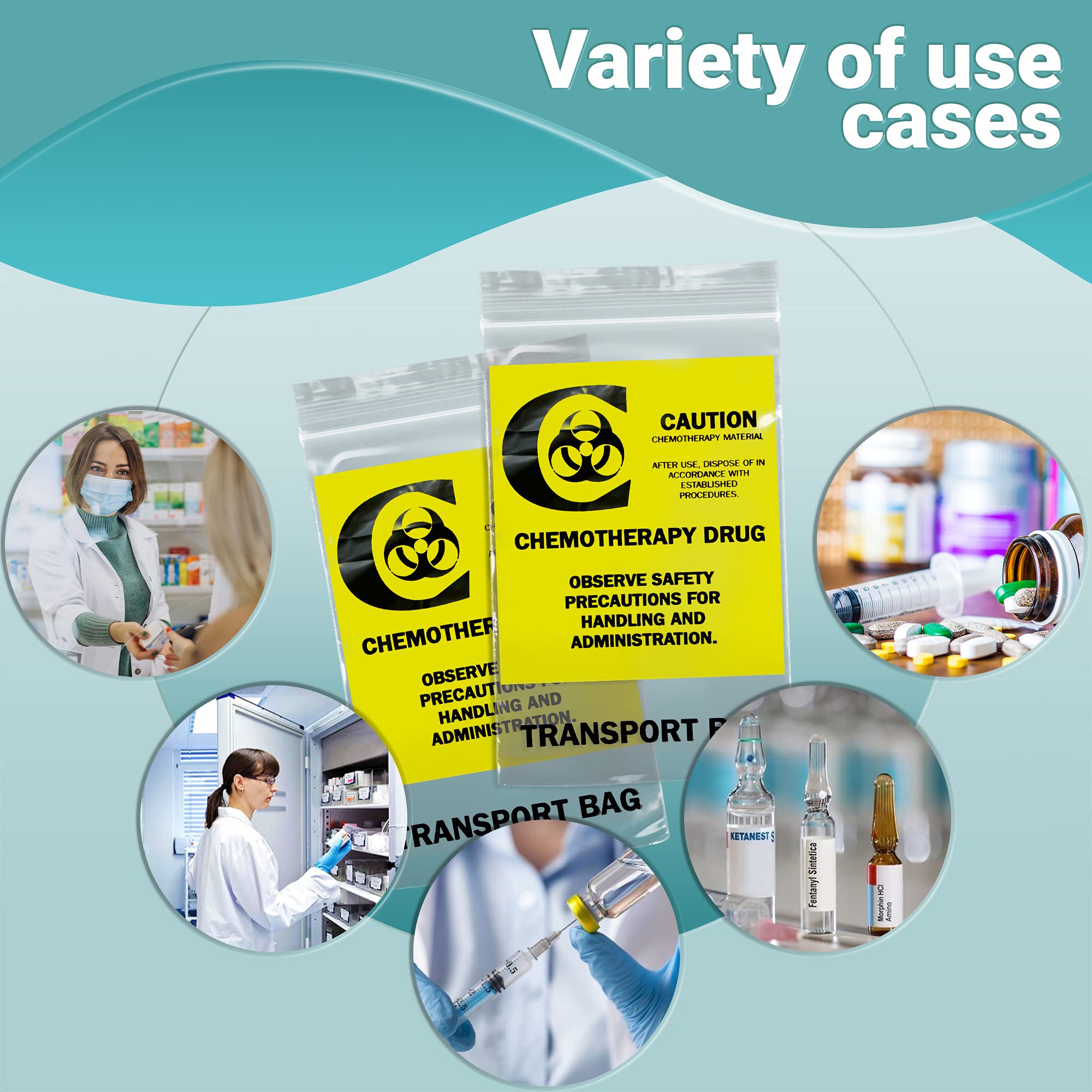 APQ 1000 Pack 6x9 Inch Clear Chemo Transfer Bags with Zipper - 4 Mil Ultra Thick Polyethylene - Biohazard Medical Waste Bags for Hospitals, Clinics & Home Healthcare - Ideal for Safe Disposal of Chemotherapy Supplies & Medical Waste
