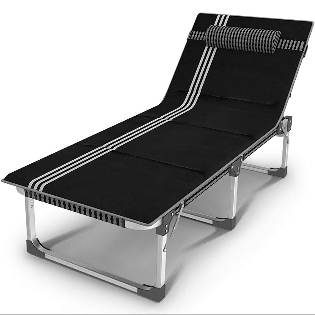 Office Folding Resting Bed - Widened Adult Lounger & Multifunctional Sofa Bed for Camping, Napping & Home Use (Black Pad Included)