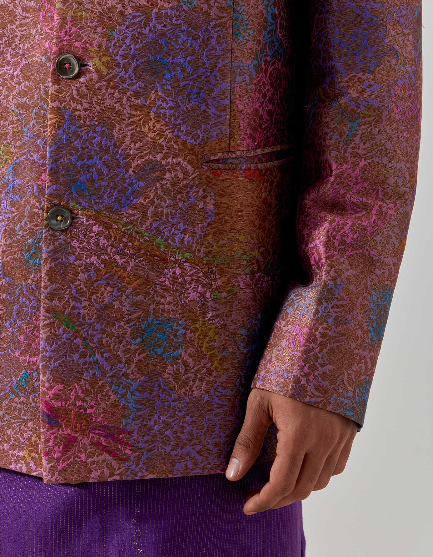 Bandhgala Silk Brocade Amethyst Fresco Jacket for Men | Elegant Indian Wedding Sherwani | Perfect for Formal Events & Cultural Celebrations