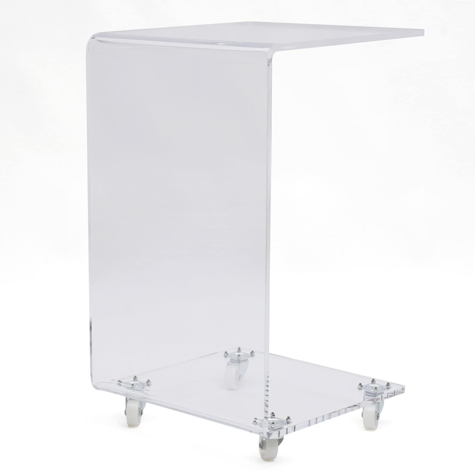C-Shaped Coffee Table with Wheels - Mobile Acrylic End Table for Sofa, Laptop Desk & Snack Stand - 12.99