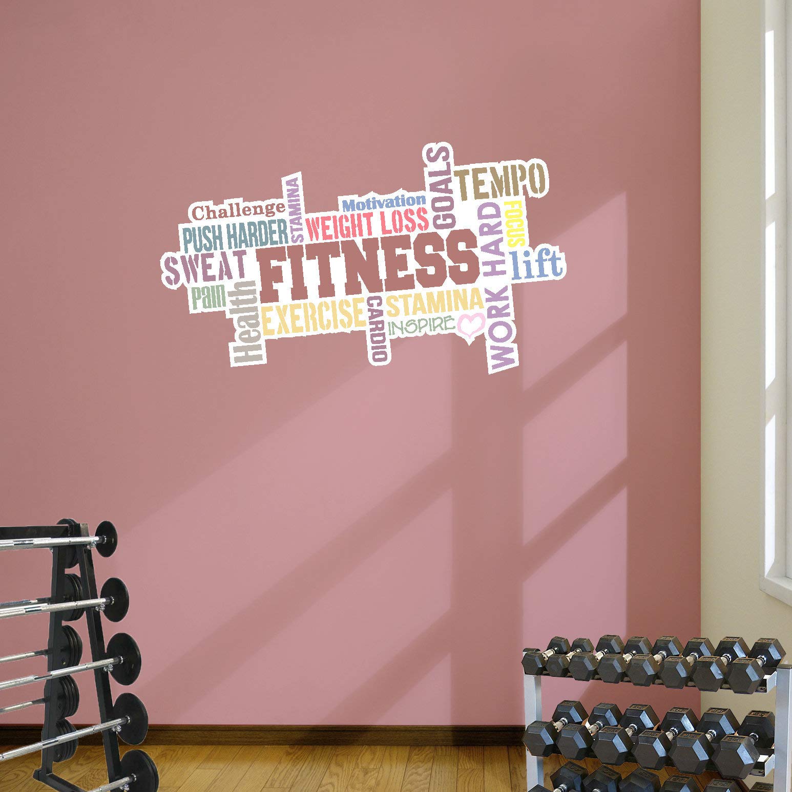 DesignDivil Motivational Gym Wall Sticker - Fitness Word Cloud Decal for Workout & Training Room Decor | Perfect for Home Gym, Yoga Studio & Fitness Centers