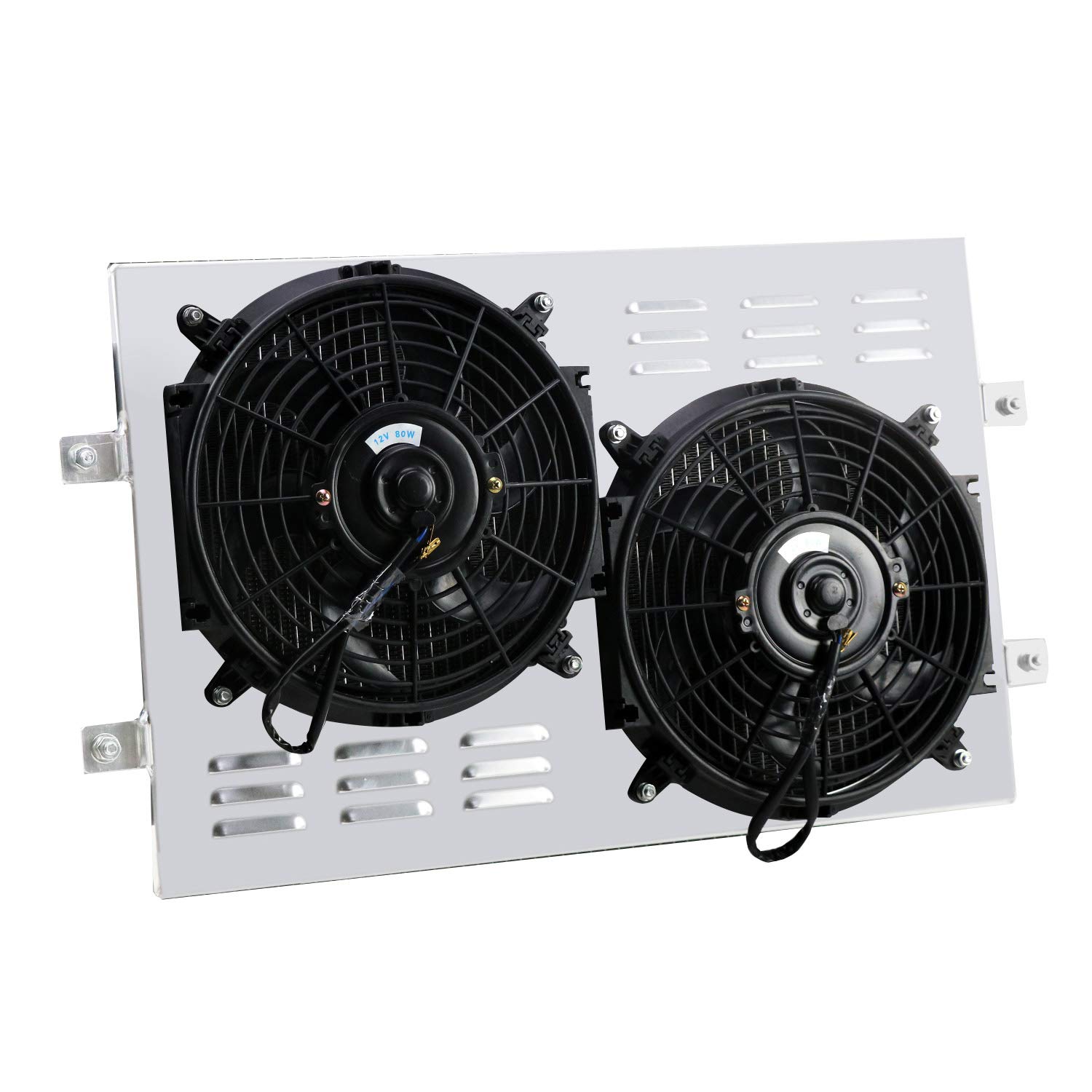 High-Performance CoolingCare Aluminum Radiator Shroud with Dual 10-Inch Fans for Jeep Scrambler CJ5 CJ6 CJ7 3.8L-5.0L (1972-1983 Models) - Perfect for Off-Roading & Engine Cooling
