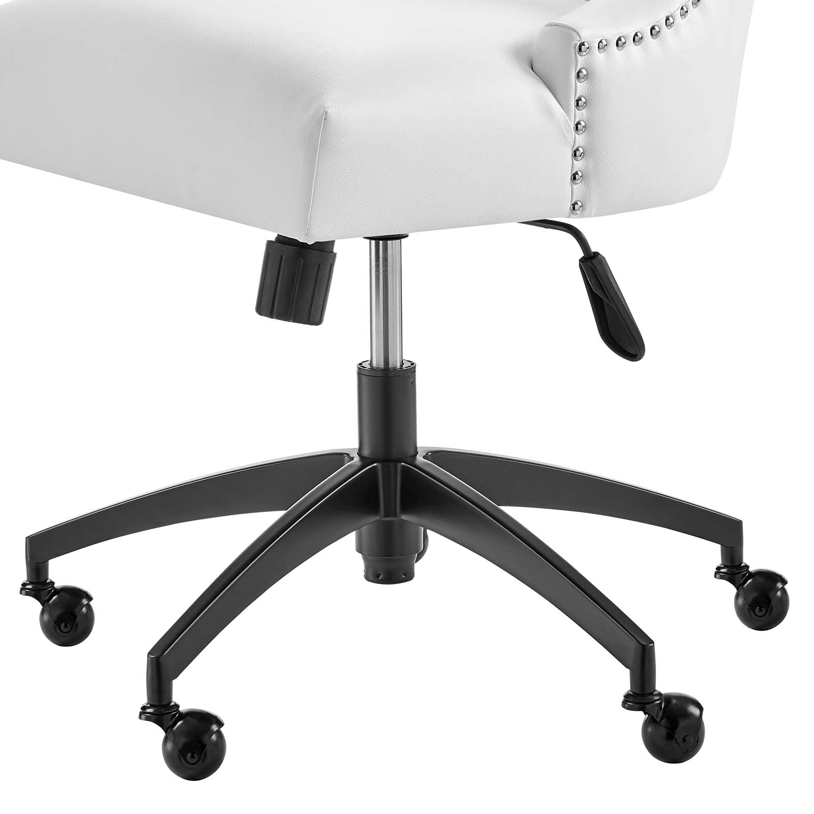 Ergonomic Computer Work Desk Chair - Faux Vegan Leather Office Chair in Black & White - Modern Contemporary Home Office Chair for Long Hours Sitting - Perfect for Remote Work, Gaming & Study Sessions