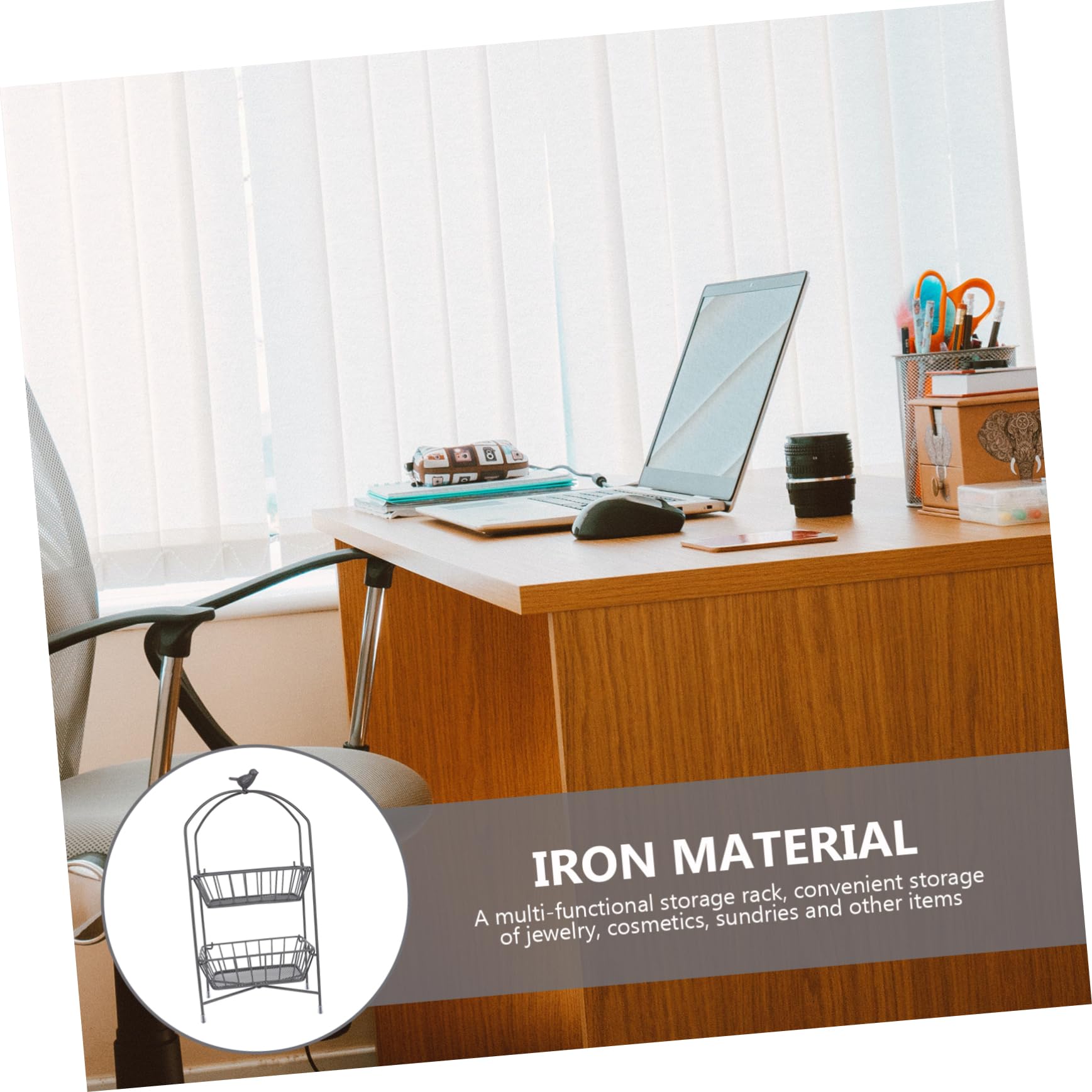 Zerodeko Decorative Storage Shelf - Makeup Organizer, Iron Desk Organizer for Home Decor, Brown Storage Shelf - Perfect for Vanity, Bathroom & Office Organization
