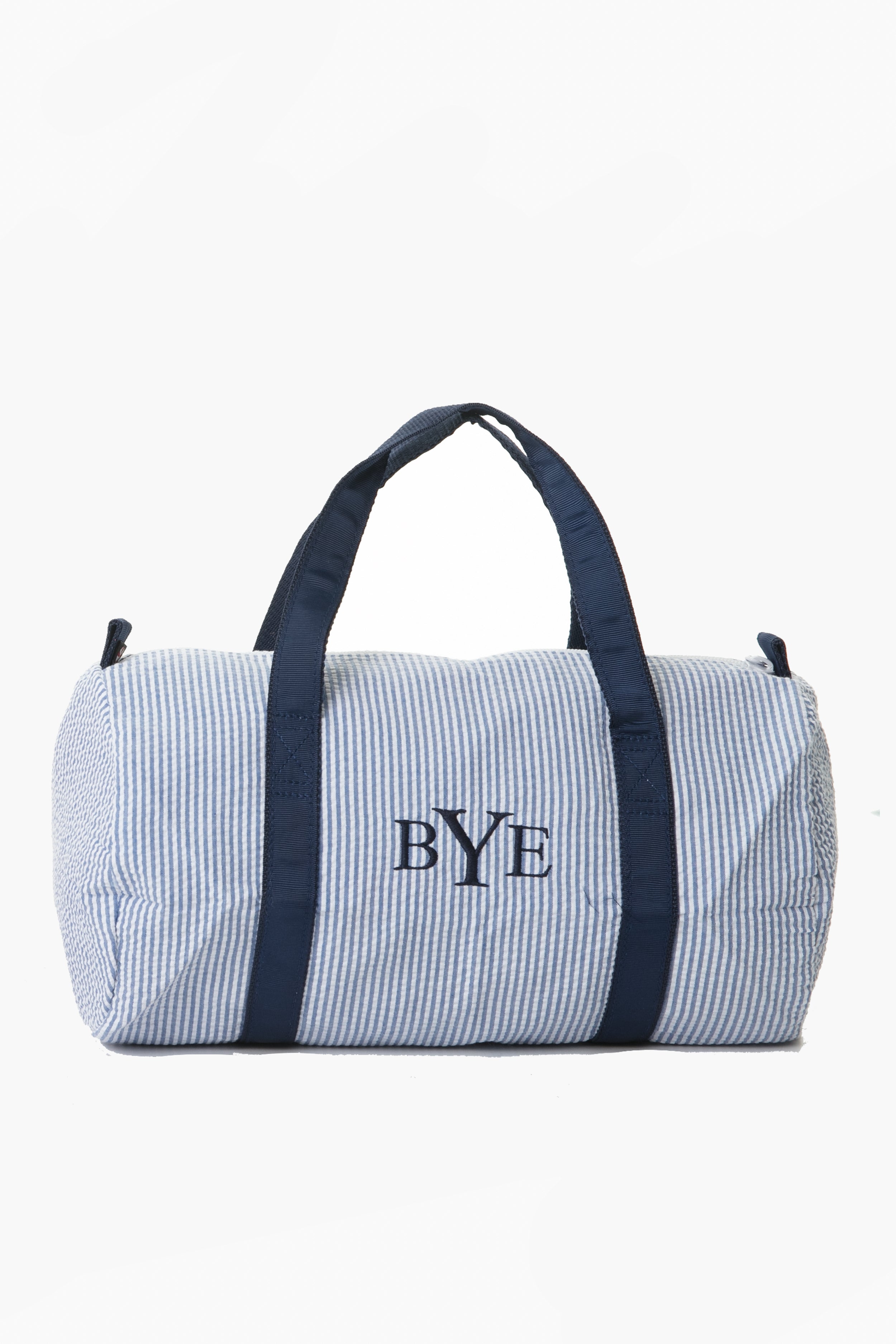 Blue Seersucker Baby Duffel Bag - Lightweight & Durable Diaper Bag for Boys & Girls - Perfect for Travel, Daycare & Outings