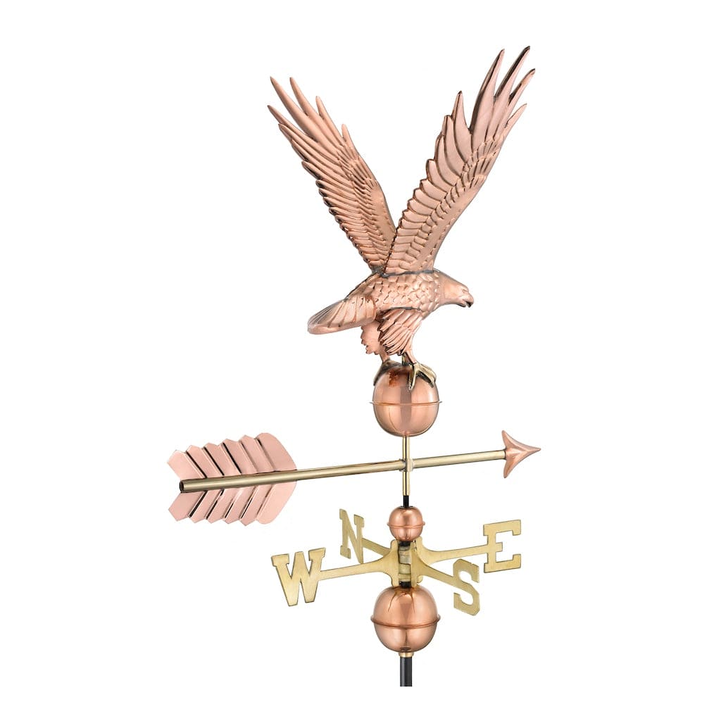 Authentic Pure Copper Freedom Eagle Weathervane - Handcrafted Outdoor Garden Decor for Roof, Yard & Farmhouse | Rustic American Patriotic Home Accent