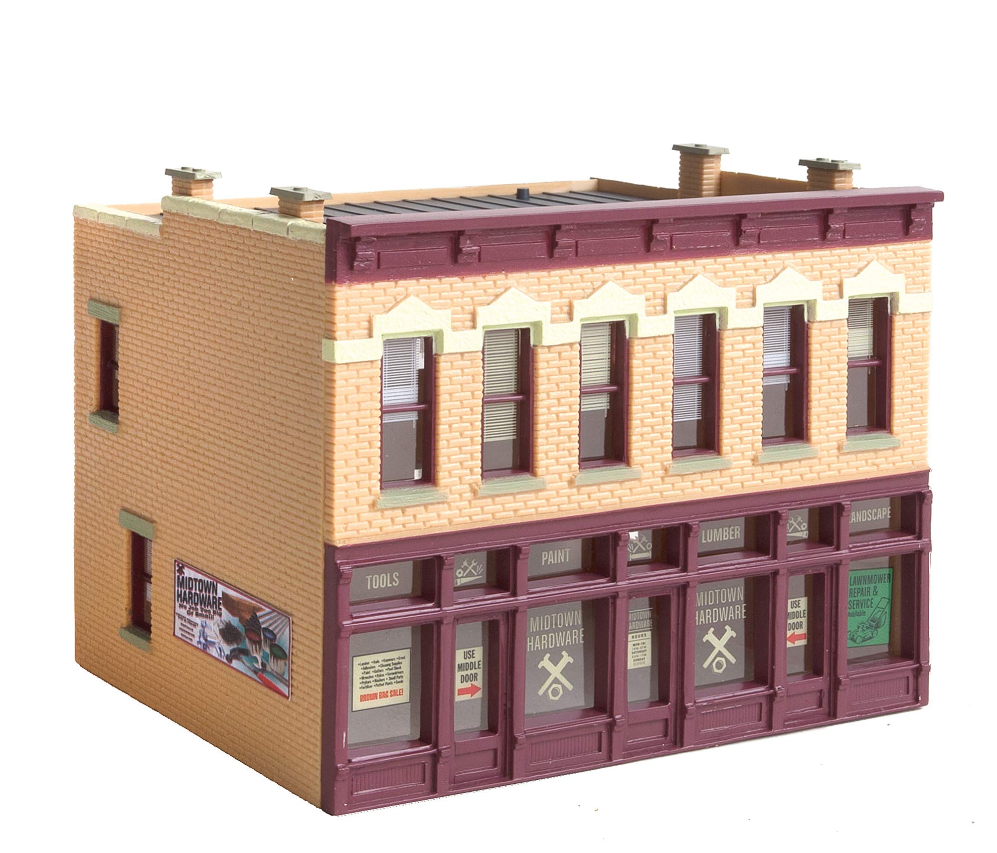 HO Scale Model Train Building - Midtown Hardware Store (Assembled) - Perfect for Model Railroad Layouts & Diorama Scenes
