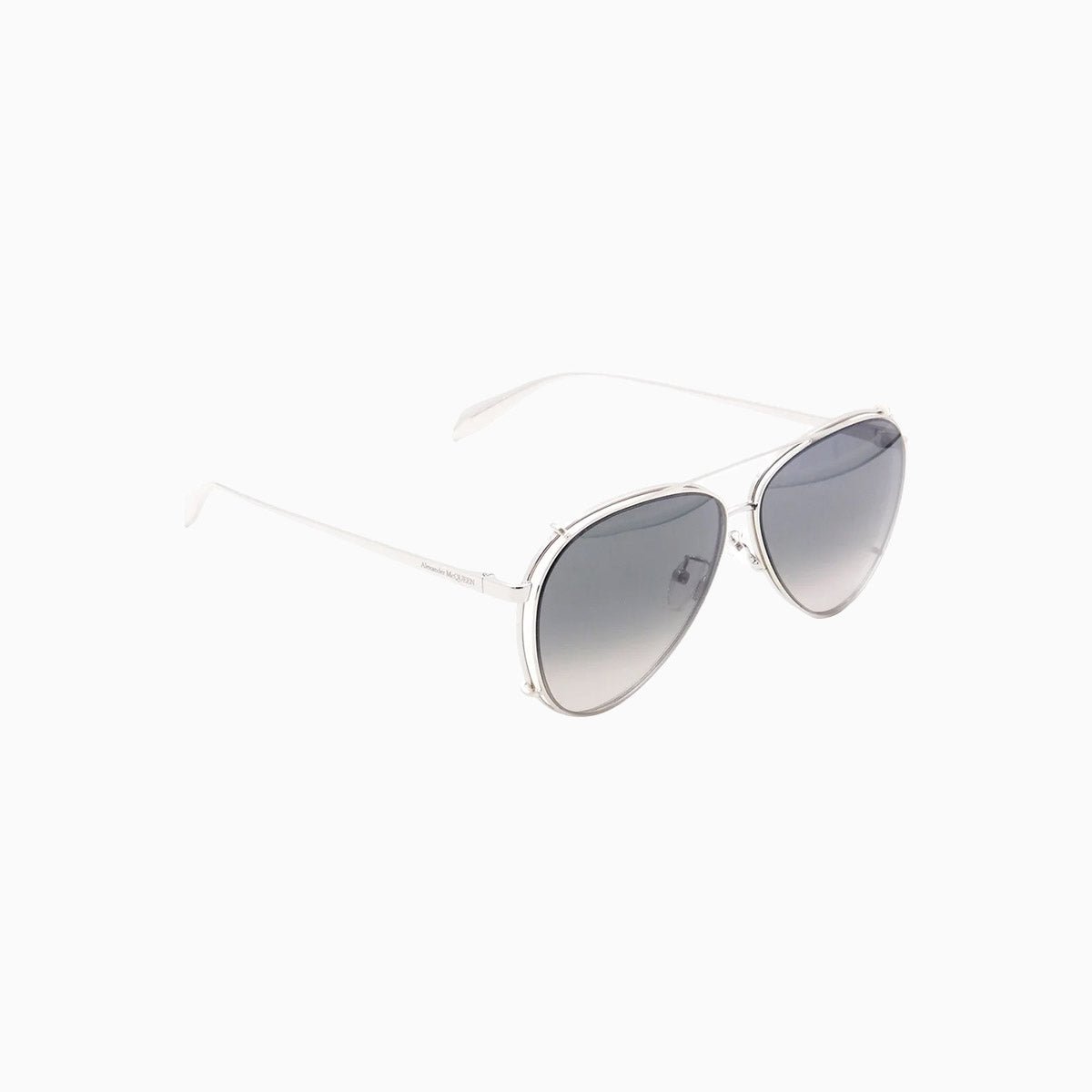 Alexander McQueen Grey Silver Metal Sunglasses for Men & Women - Luxury Designer Shades for Outdoor, Travel & Fashion