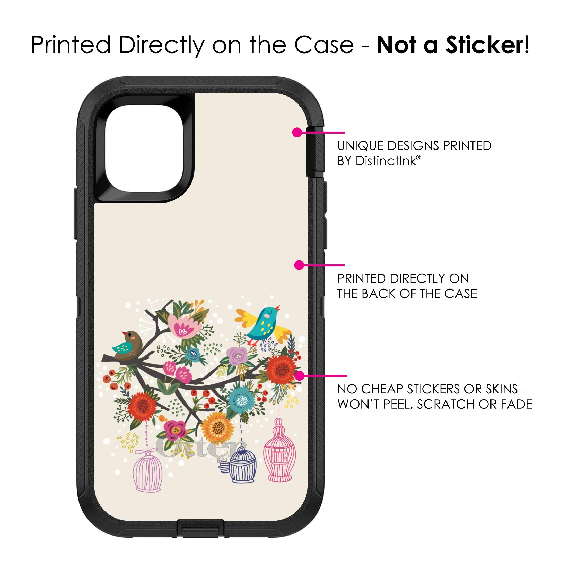 DistinctInk iPhone 11 Pro MAX Case (6.5 Inch) - Premium Floral Birds Design Teal Red Protective Cover - Durable Shockproof Replacement for OtterBox Defender - Perfect for Outdoor Activities, Travel & Daily Use
