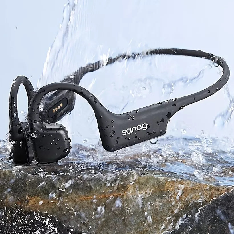 Sanag B70S Pro Airfoil Open Ear Swimming Bone Conduction Headphones - Wireless Bluetooth 5.3 IPX8 Waterproof for Running, Cycling, Workout & Outdoor Sports