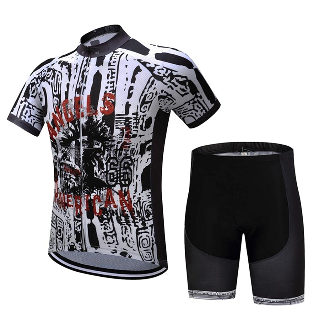 SUDUSUDO Men's Cycling Outfit - Breathable Short Sleeve Bike Jersey & 20D Gel Padded Shorts for Road Biking | Comfortable Cycling Gear for Training & Outdoor Sports