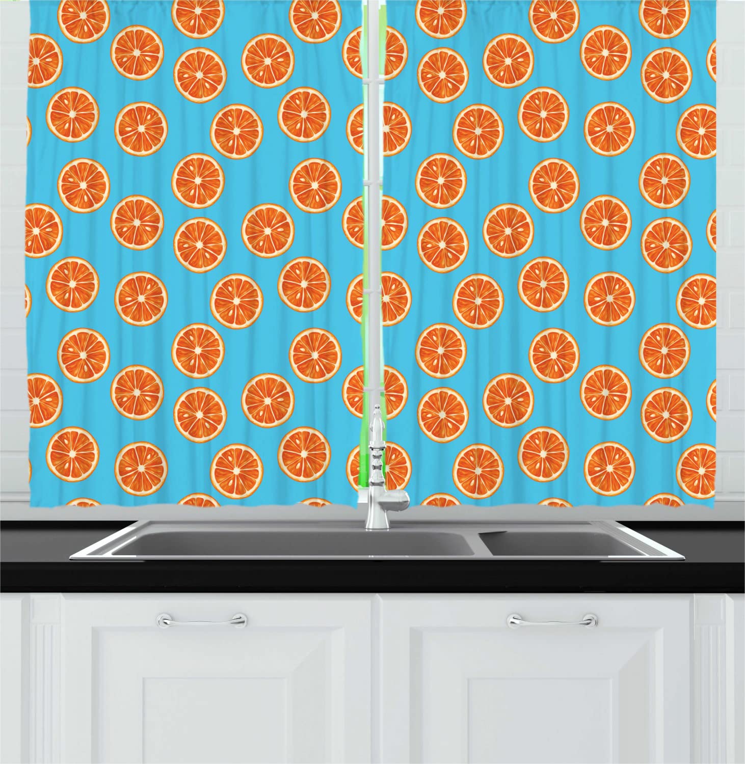 Ambesonne Tangerine Long Kitchen Curtains - 55