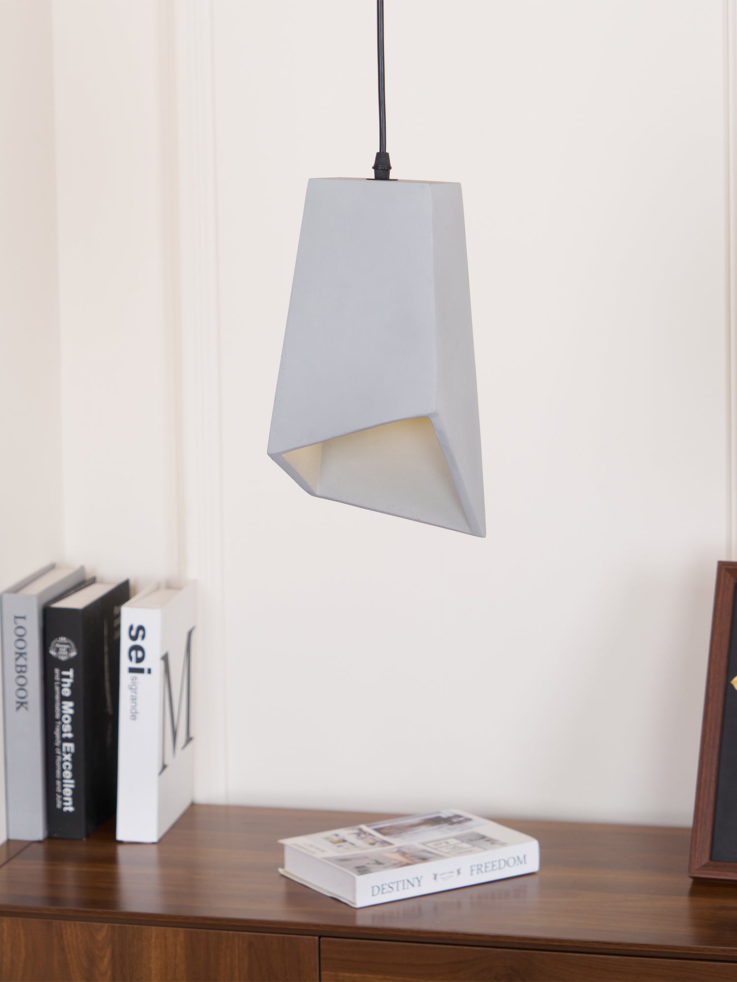 Georgia Cement Pendant Light - Industrial Modern Ceiling Fixture for Kitchen Island, Dining Room & Bedroom Lighting