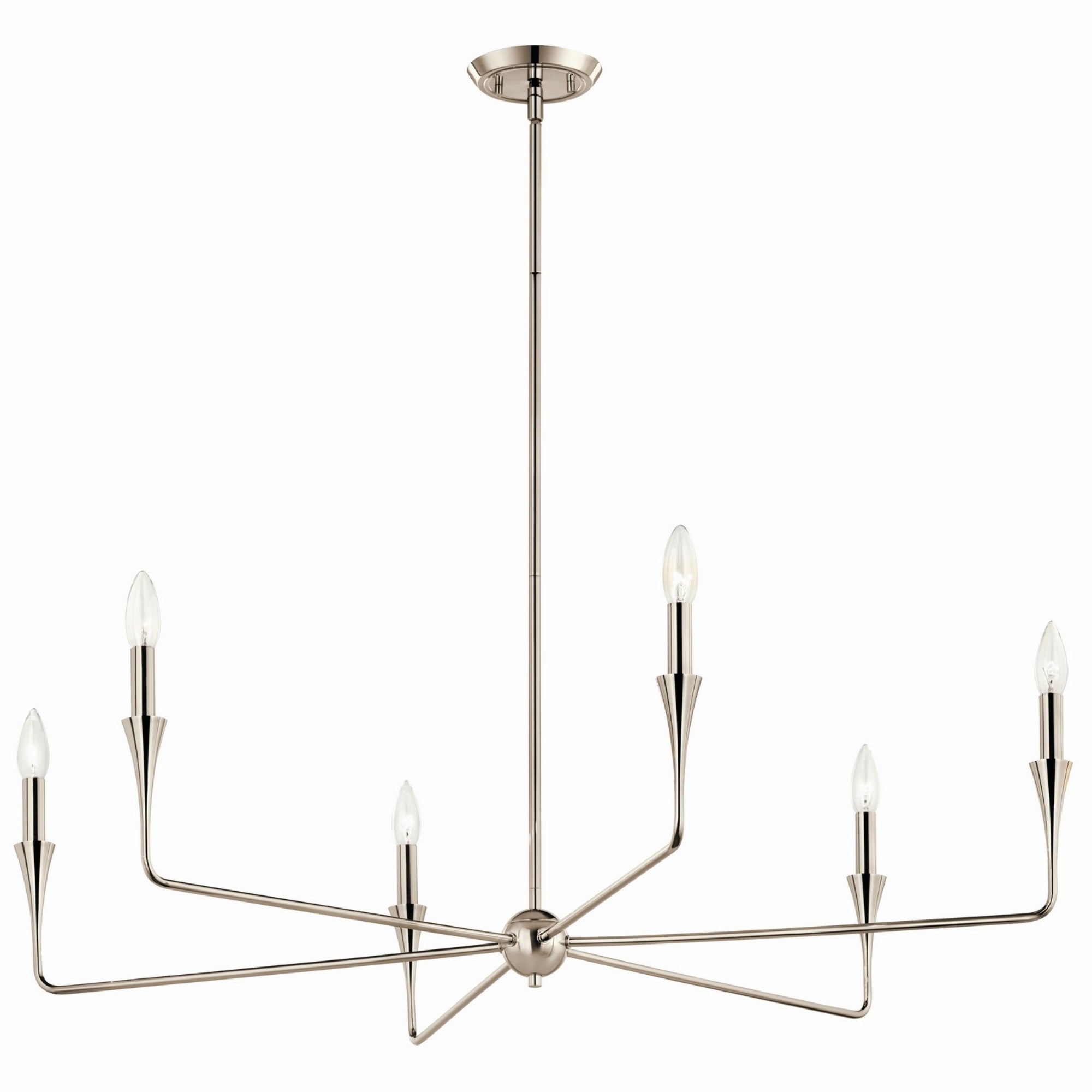 Alvaro 40-Inch 6-Light Chandelier with 1-Tier Design in Polished Nickel Finish - Perfect for Dining Room, Living Room, and Bedroom Lighting
