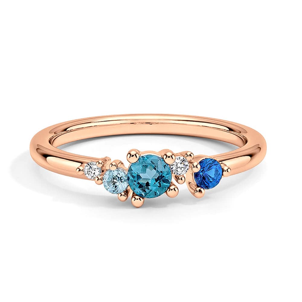 5 Stone Lab Grown Gemstone & Diamond Promise Ring for Women - Ethical Engagement, Anniversary & Wedding Jewelry Gift - Perfect for Proposals, Valentine's Day & Special Occasions